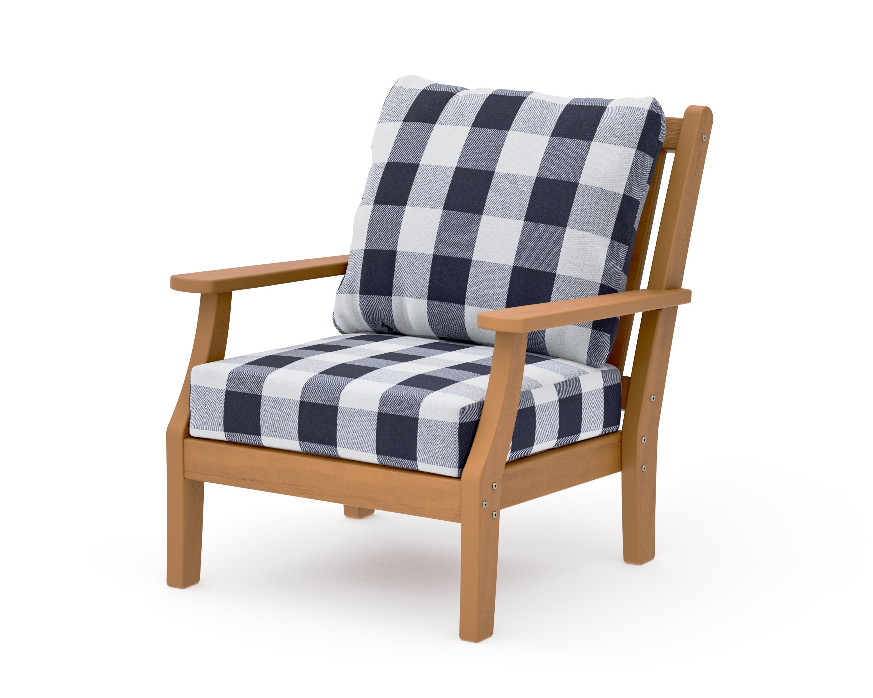 Wovendale Deep Seating Chair in Natural / Buffalo Plaid Navy