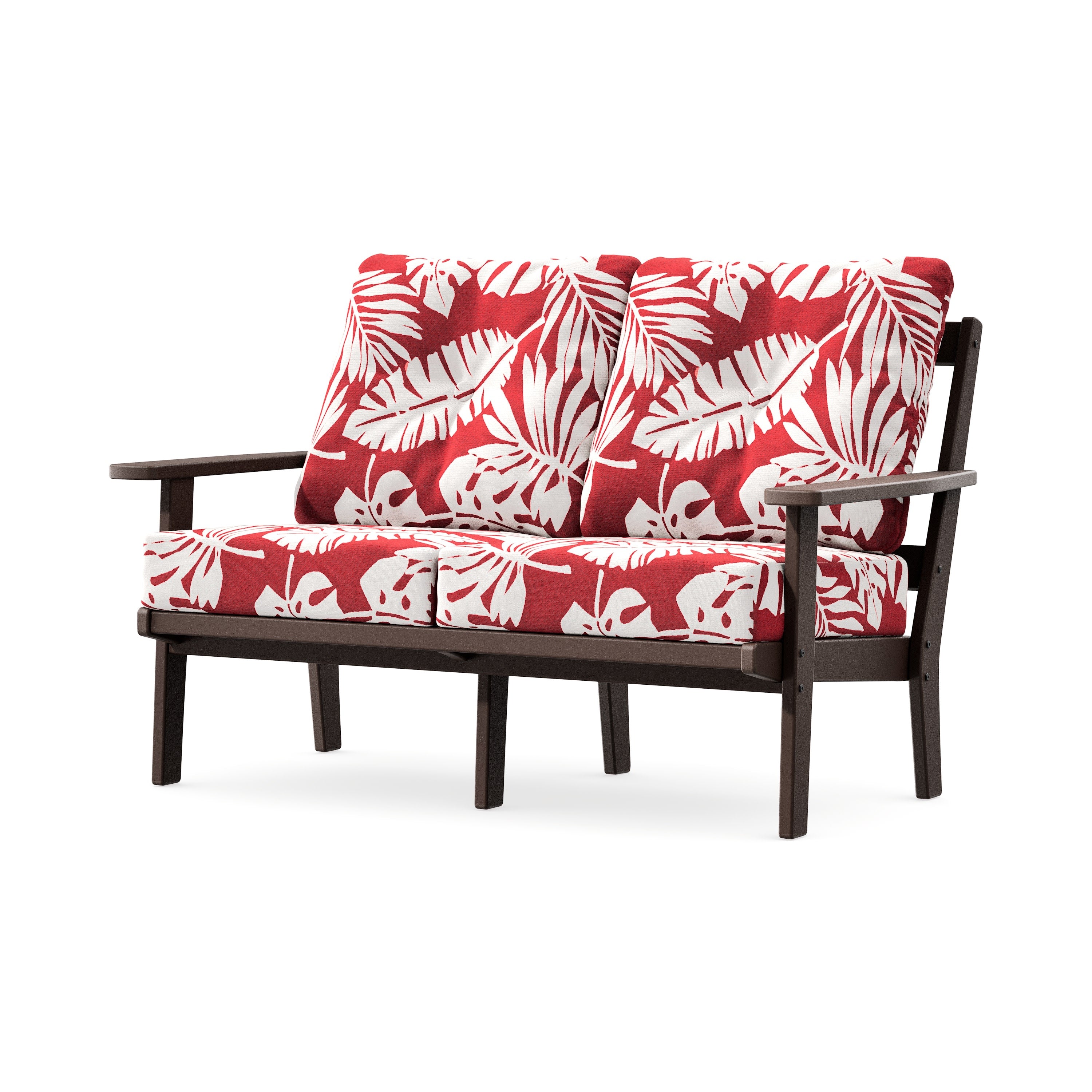 Prairie Deep SeatingLoveseat in Mahogany / Leaf Crimson