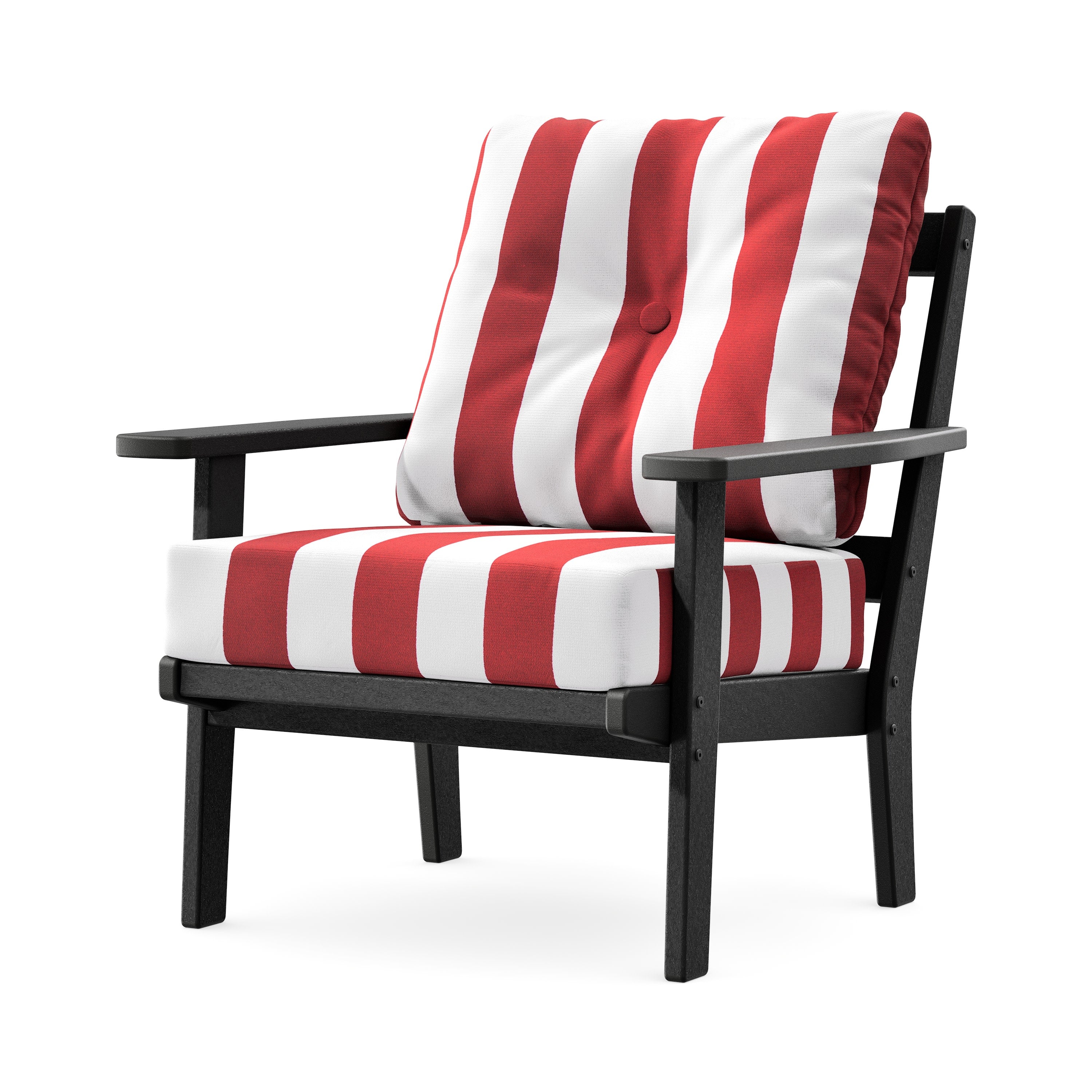 Prairie Deep Seating Chair in Black / Cabana Stripe Crimson
