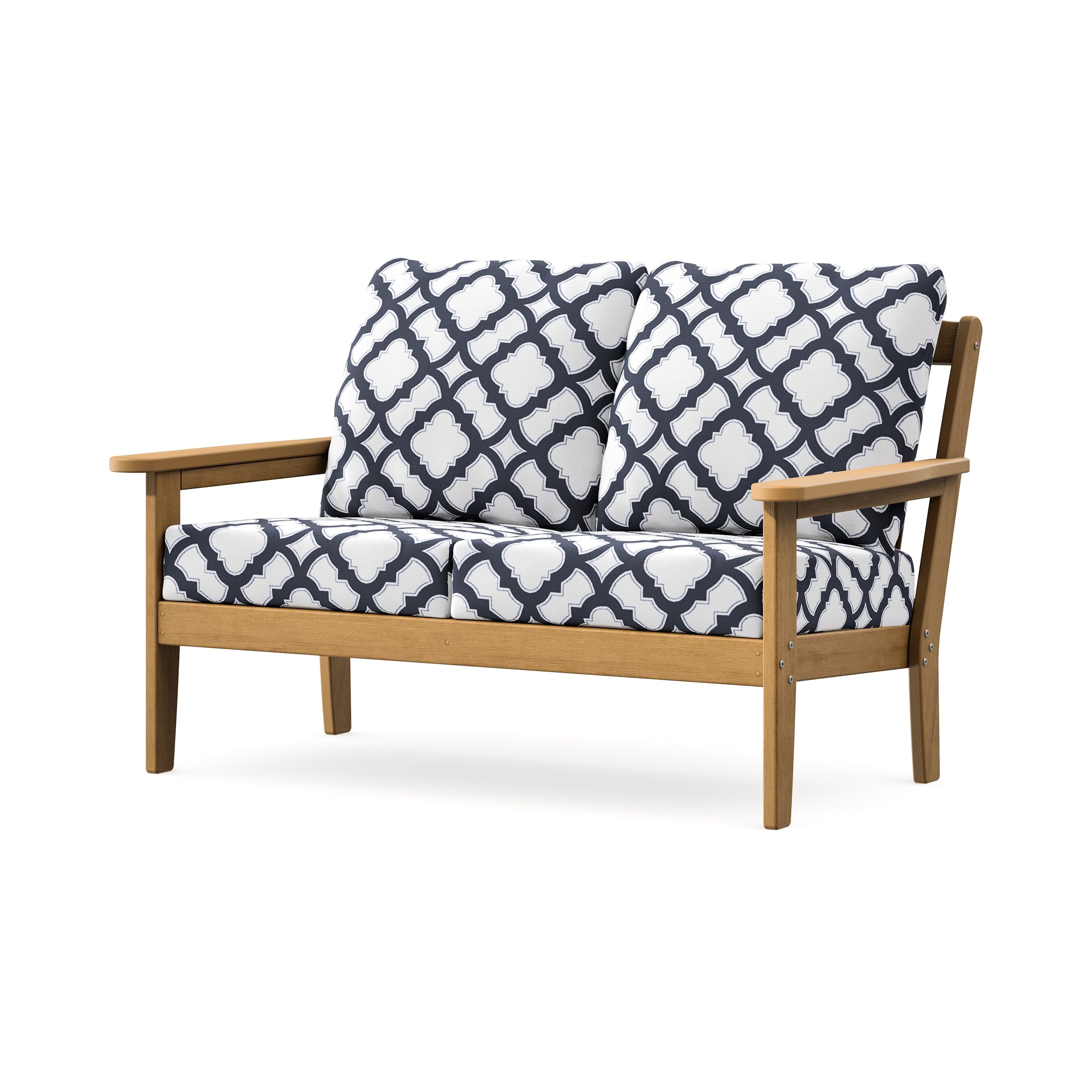 Cottage Deep Seating Loveseat in Natural / Trellis Navy