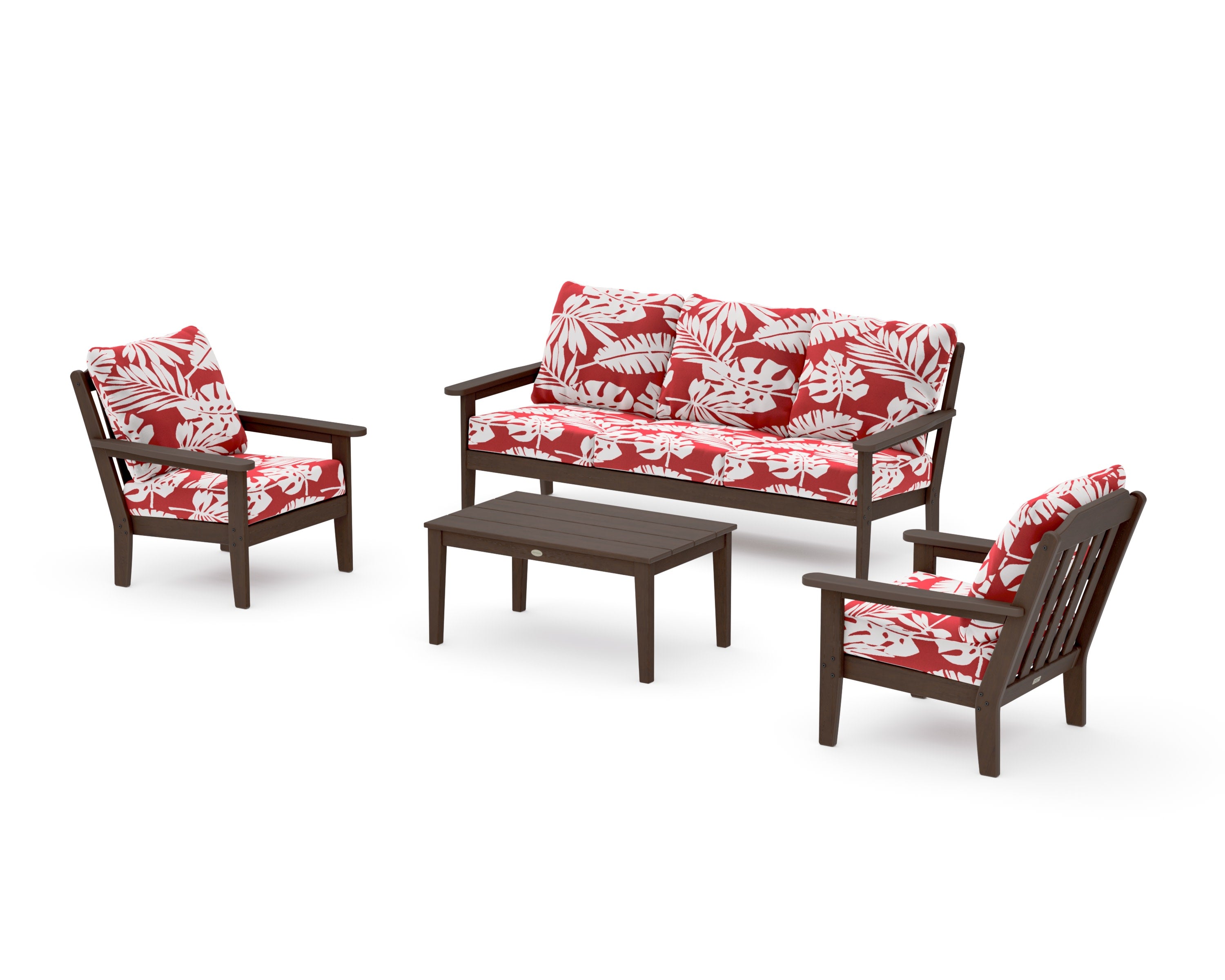 Cottage 4-Piece Deep Seating Set with Sofa in Kona / Leaf Crimson