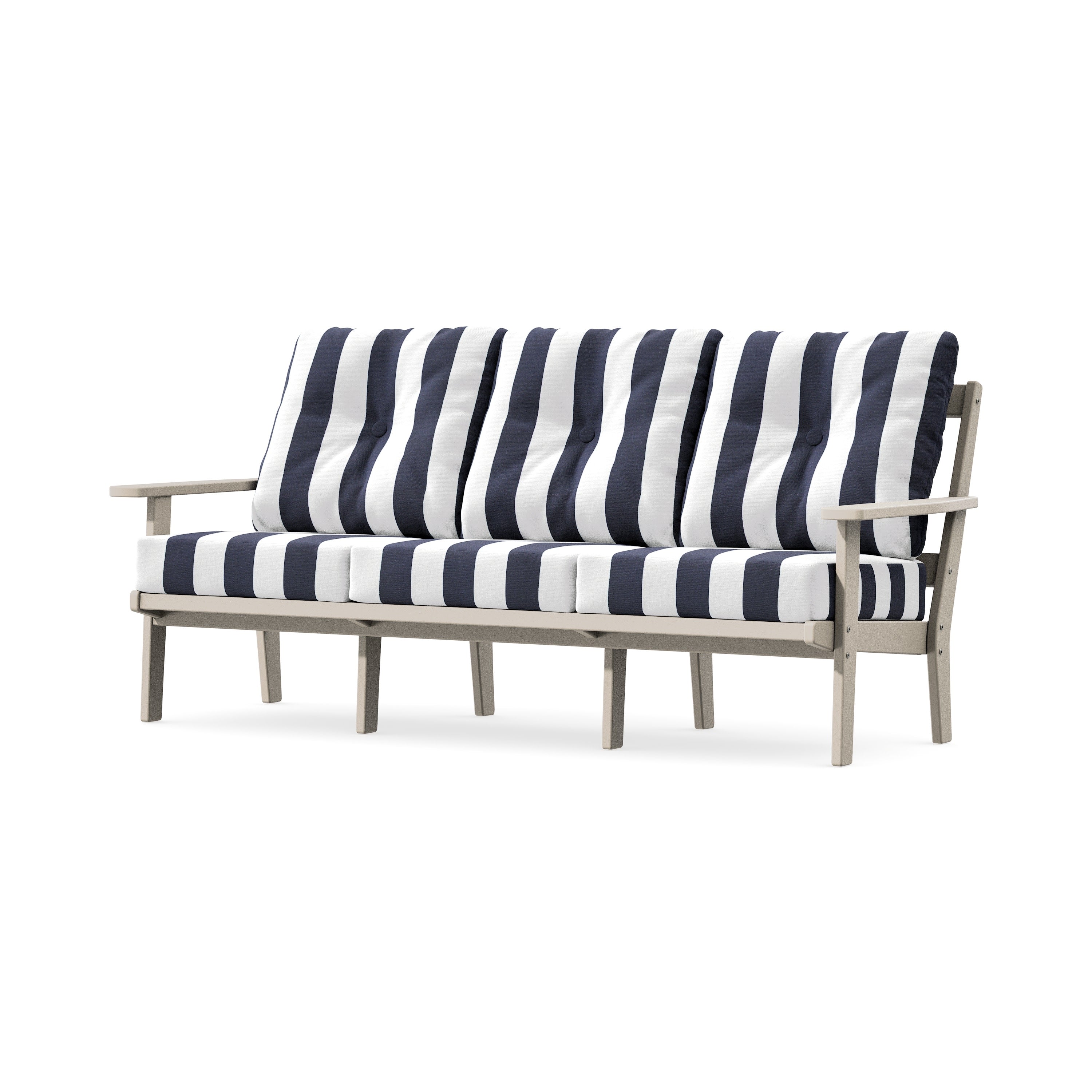 PrairieDeep Seating Sofa in Sand / Cabana Stripe Navy