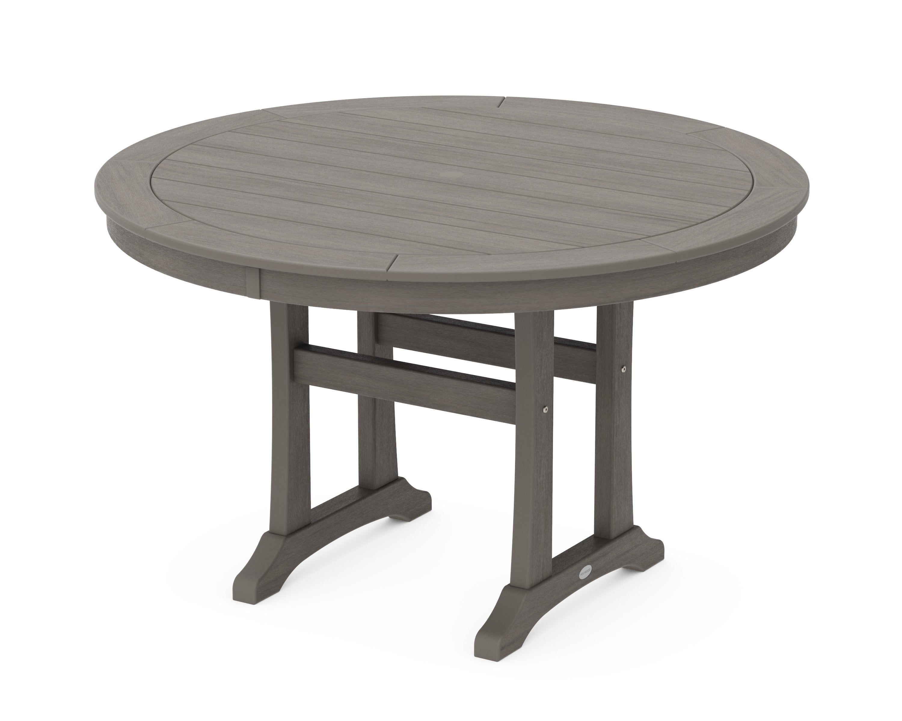 Nautical Trestle 48" Round Dining Table in Driftwood