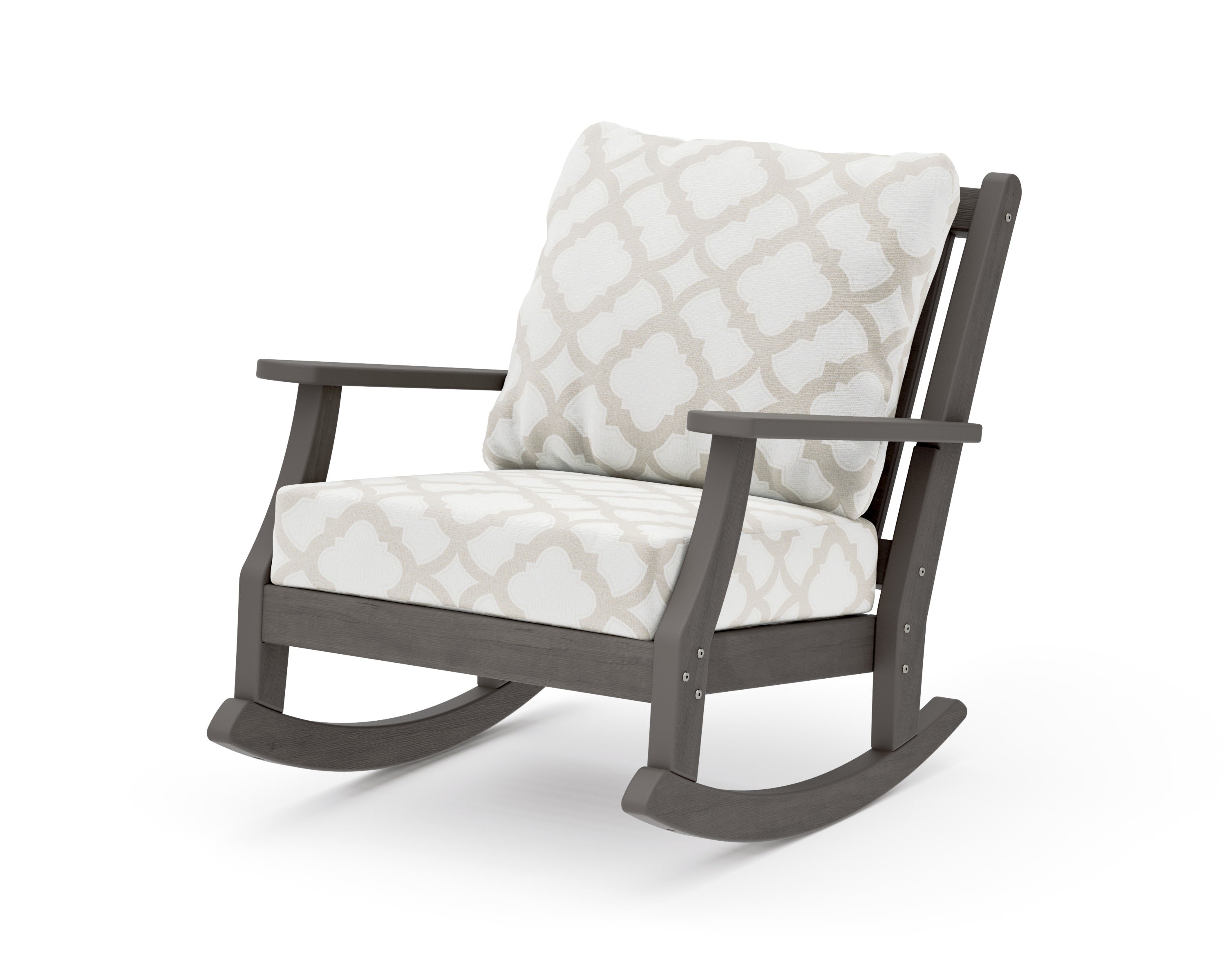 Wovendale Deep Seating Rocking Chair in Driftwood / Trellis Dune Burlap