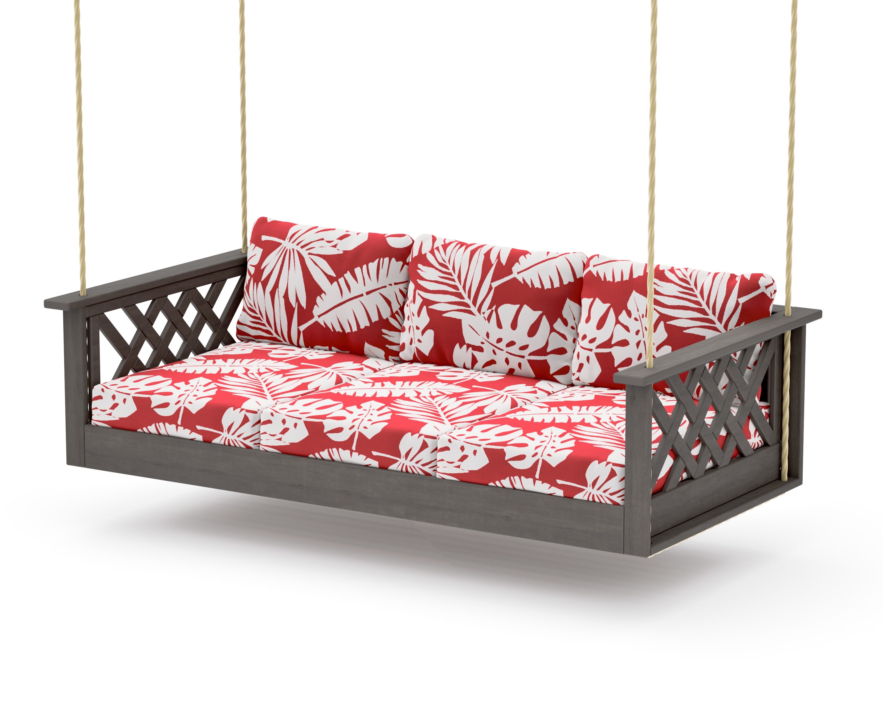 Wovendale Daybed Swing in Driftwood / Leaf Crimson
