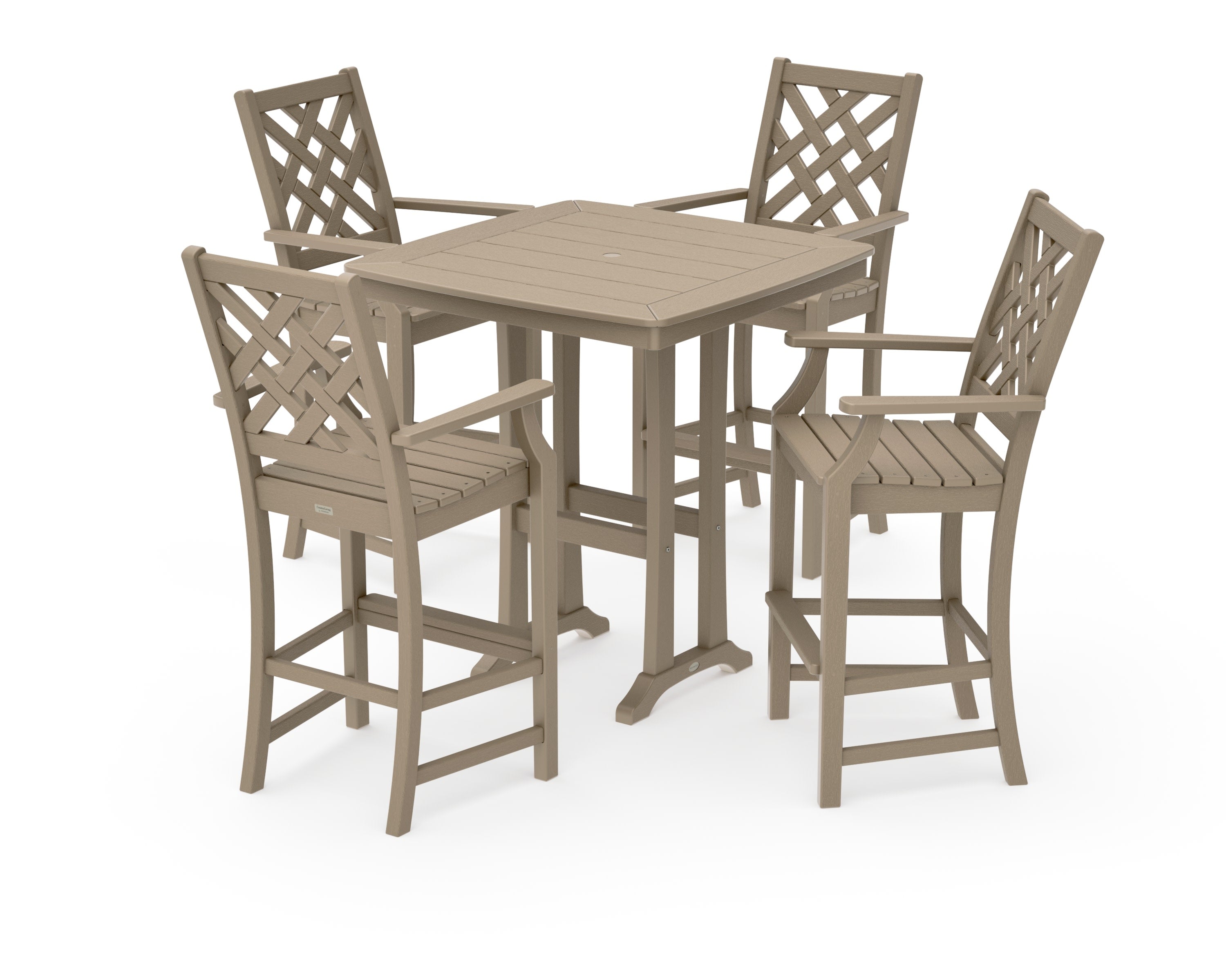 Wovendale 5-Piece Bar Set with Trestle Legs in Vintage Sahara