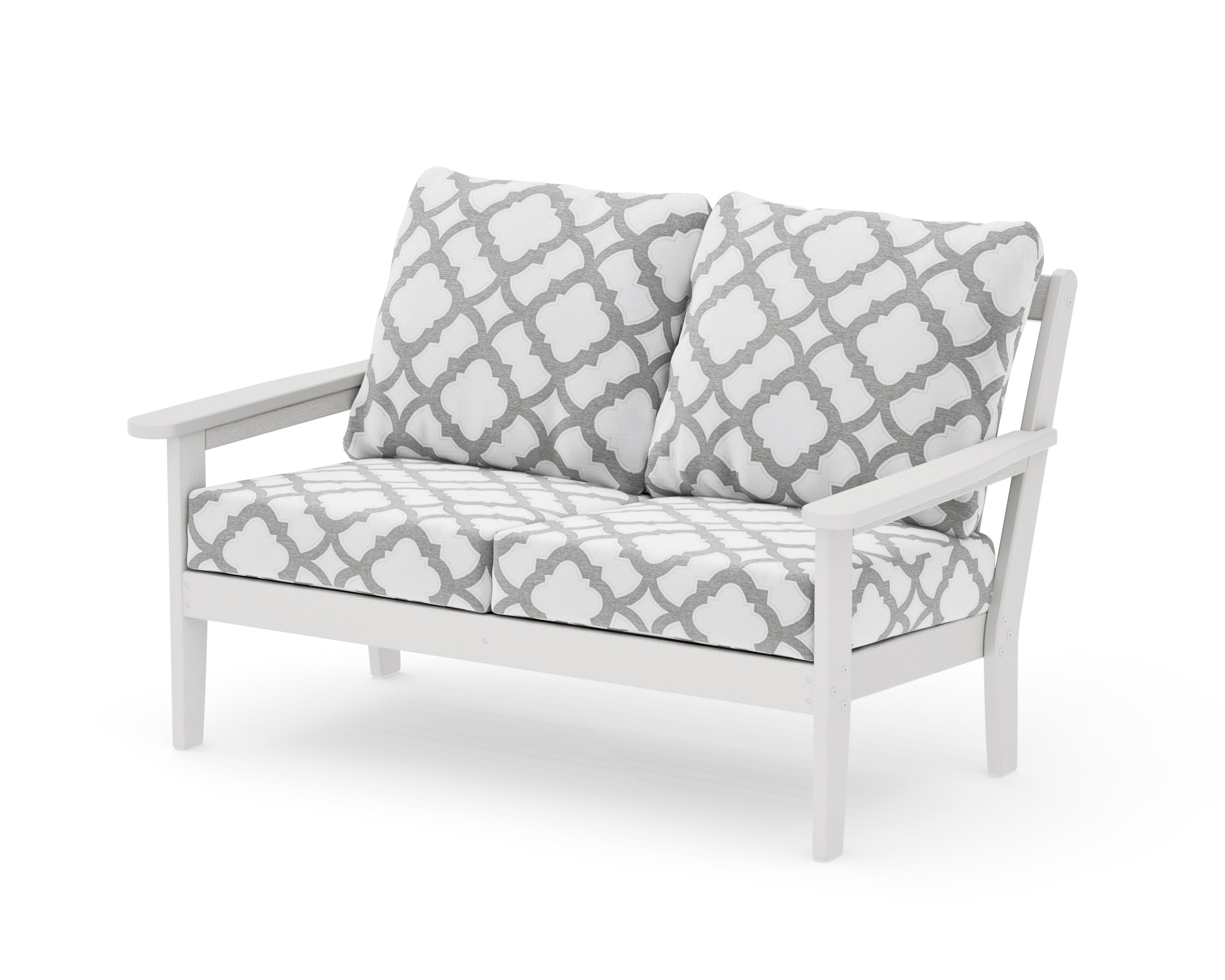 Cottage Deep Seating Loveseat in Vintage White / Trellis Grey Mist