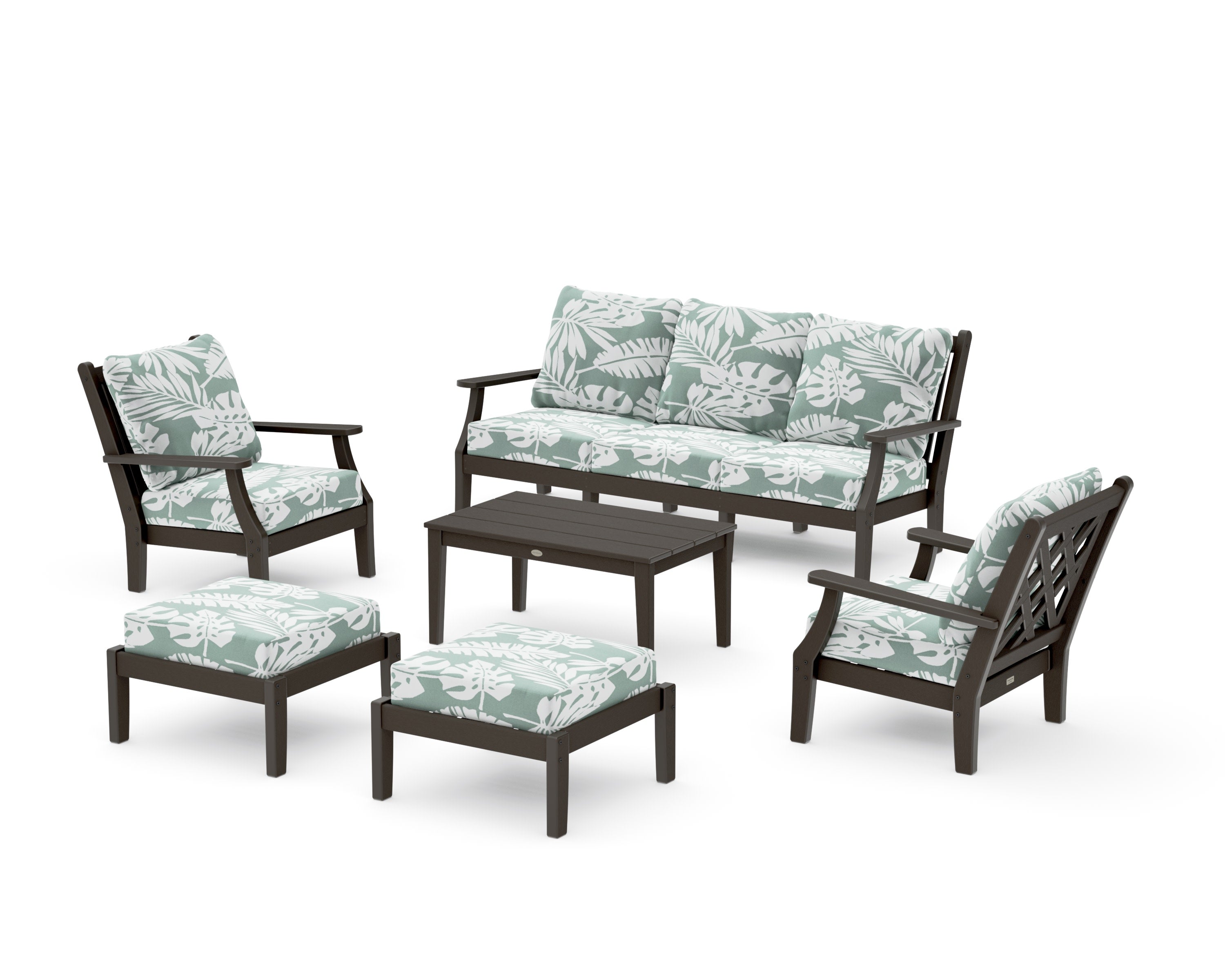 Wovendale 6-Piece Lounge Sofa Set in Vintage Coffee / Leaf Glacier Spa