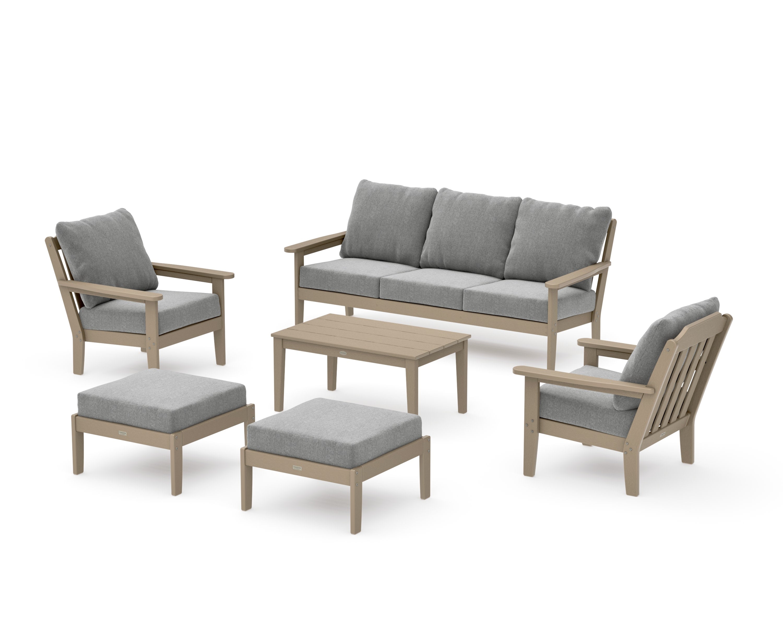 Cottage 6-Piece Lounge Sofa Set in Vintage Sahara / Grey Mist