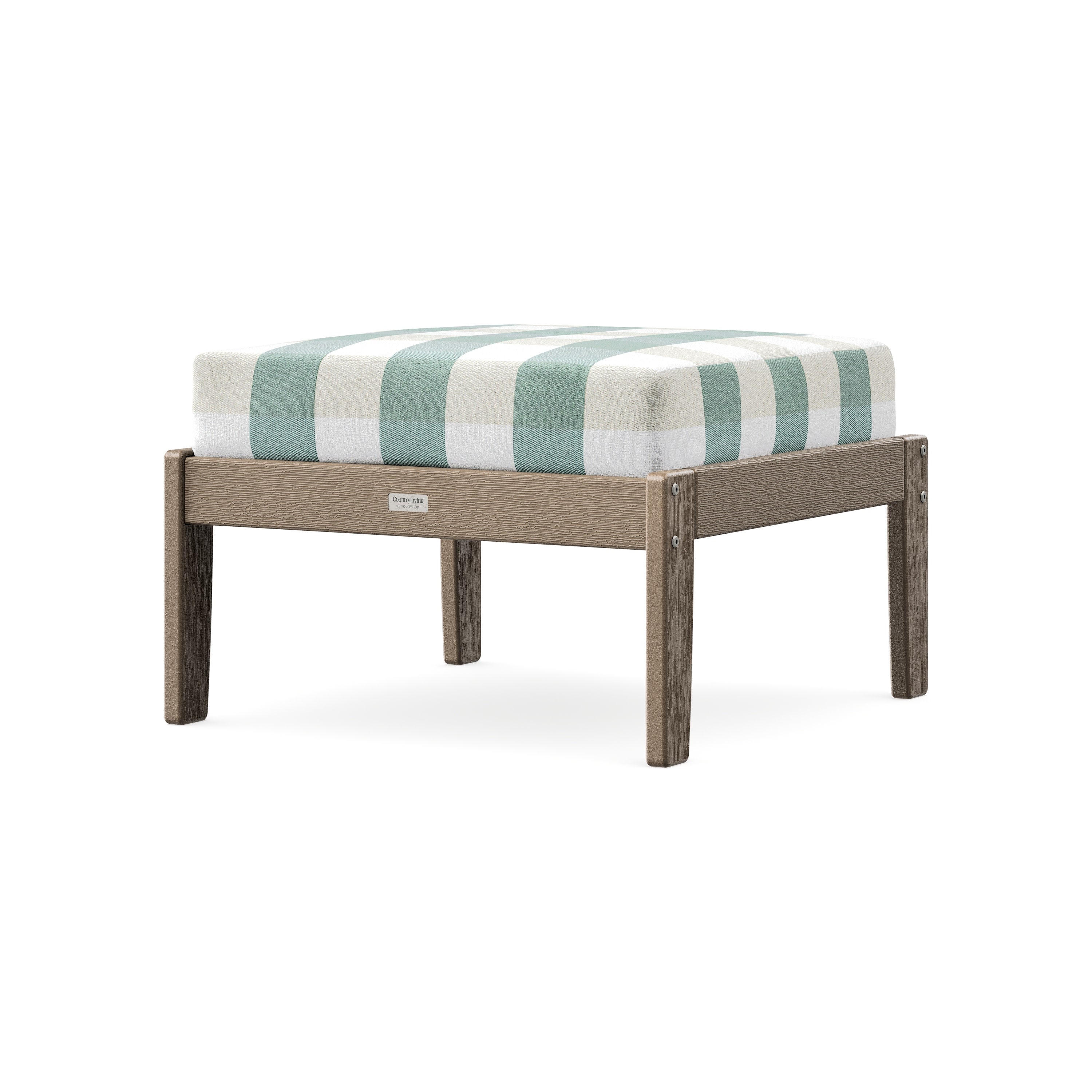Cottage Deep Seating Ottoman in Vintage Sahara / Buffalo Plaid Glacier Spa