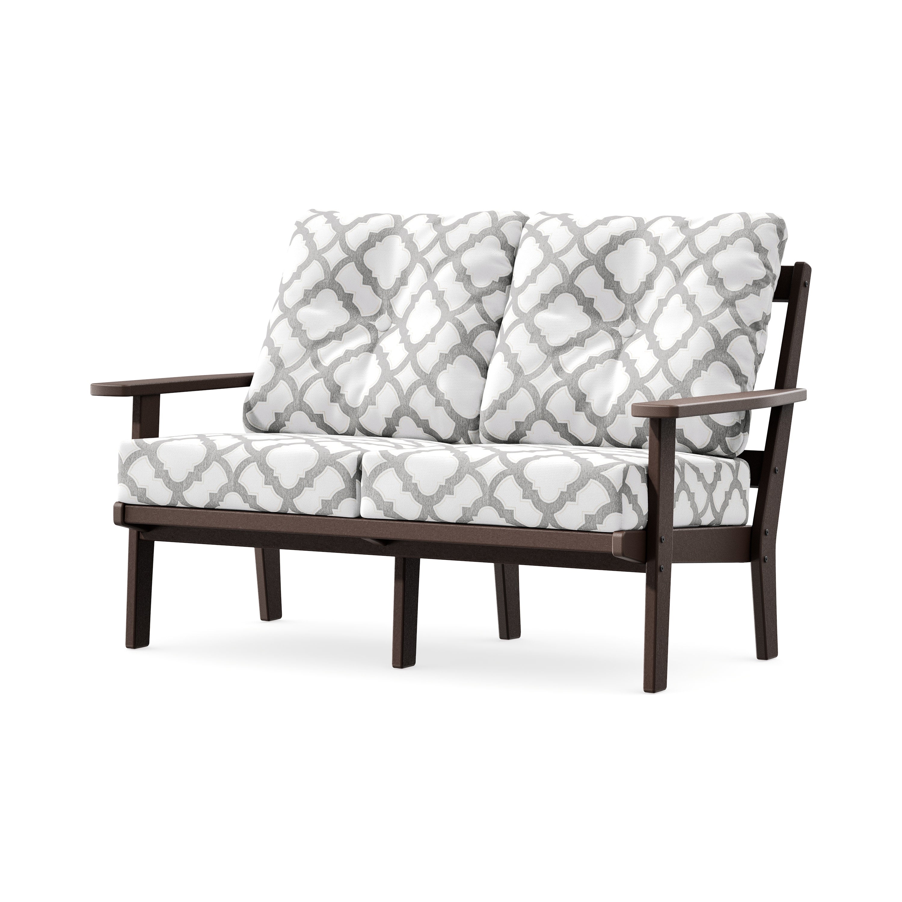 Prairie Deep SeatingLoveseat in Mahogany / Trellis Grey Mist