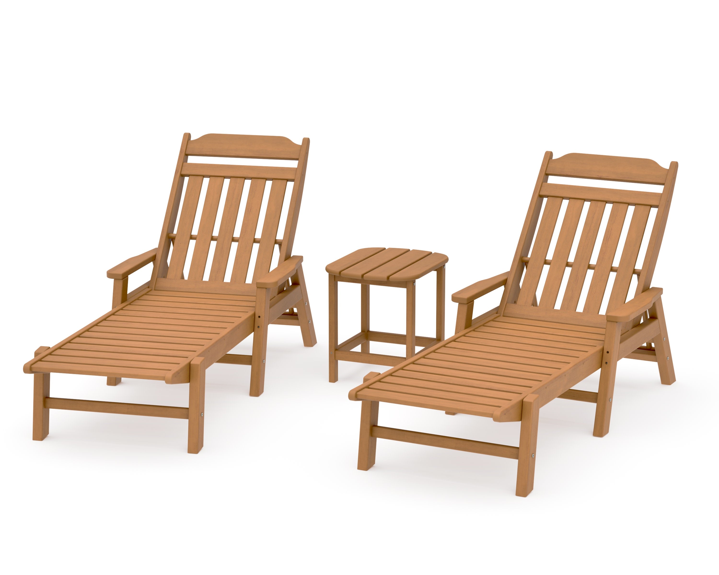 Cottage 3-Piece Chaise Set with Arms in Natural