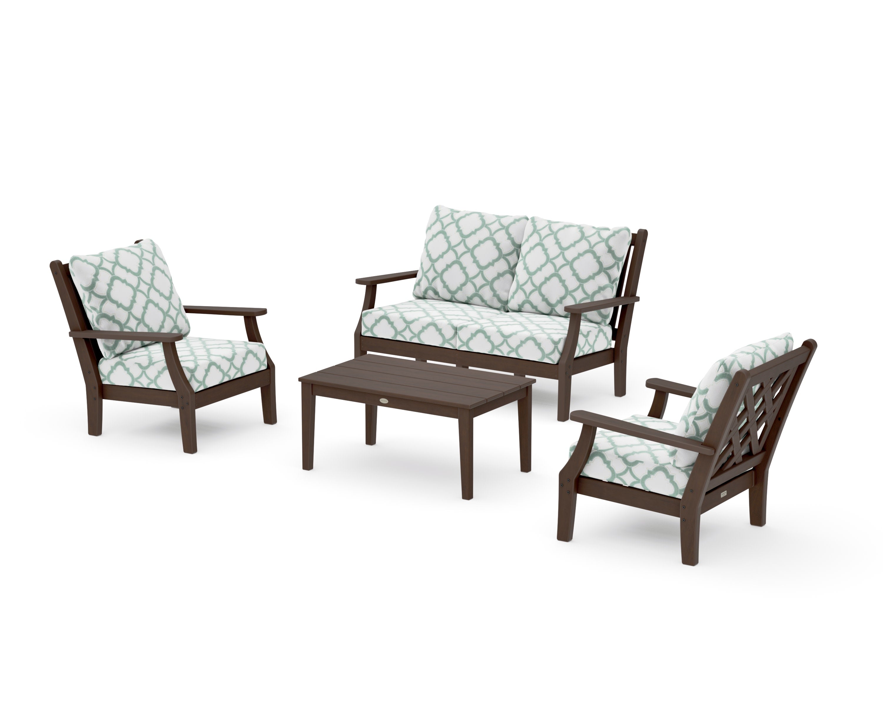 Wovendale 4-Piece Deep Seating Set with Loveseat in Kona / Trellis Glacier Spa