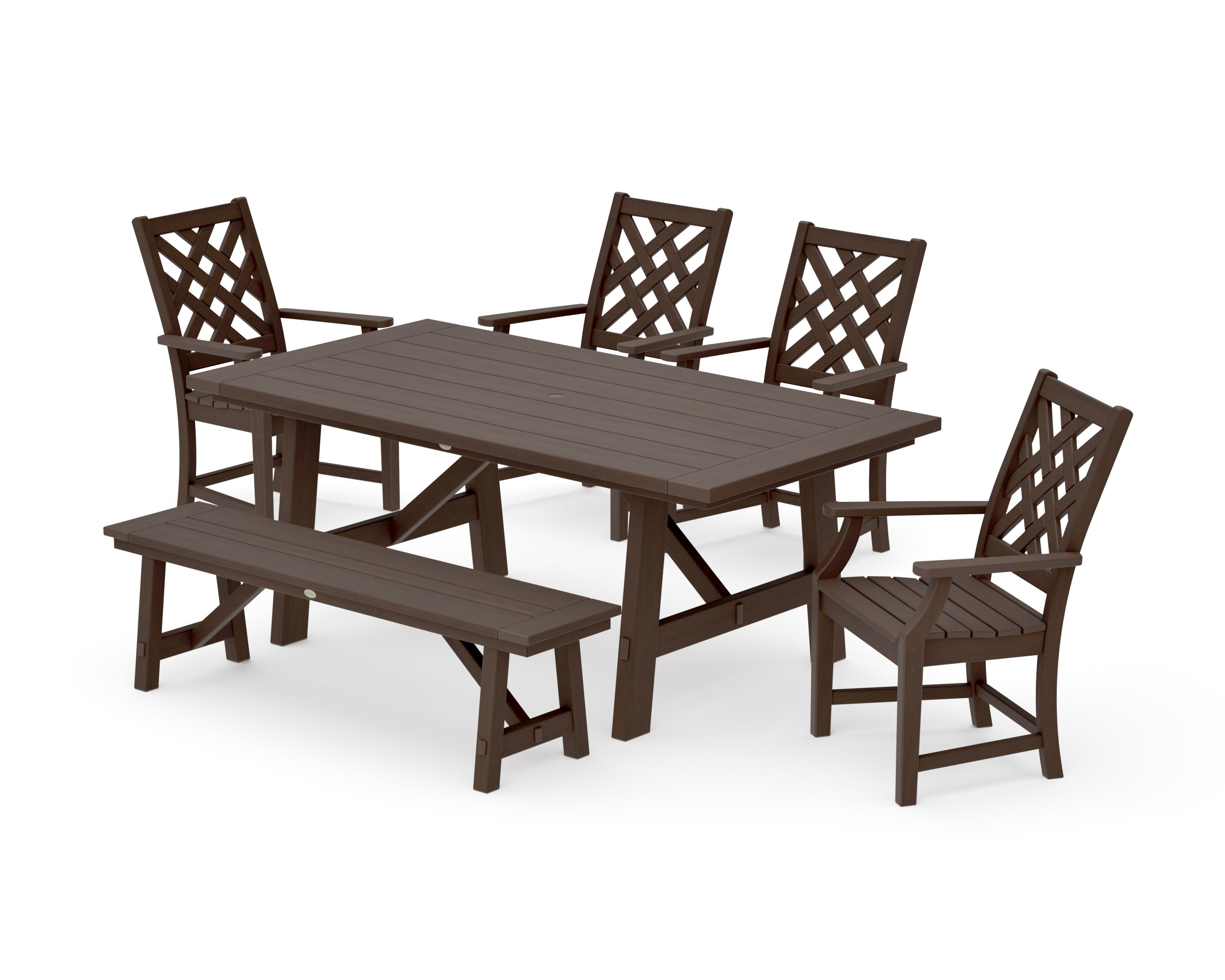Wovendale 6-Piece Rustic Farmhouse Dining Set with Bench in Kona