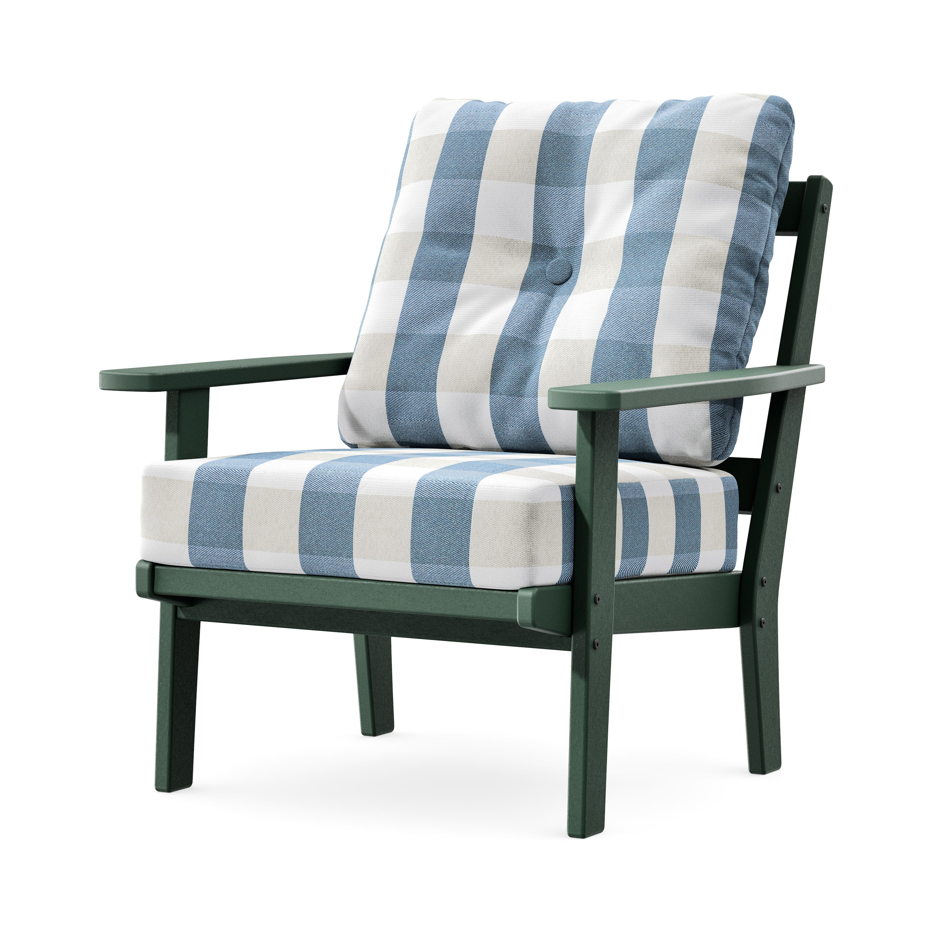 Prairie Deep Seating Chair in Green / Buffalo Plaid Sky Blue