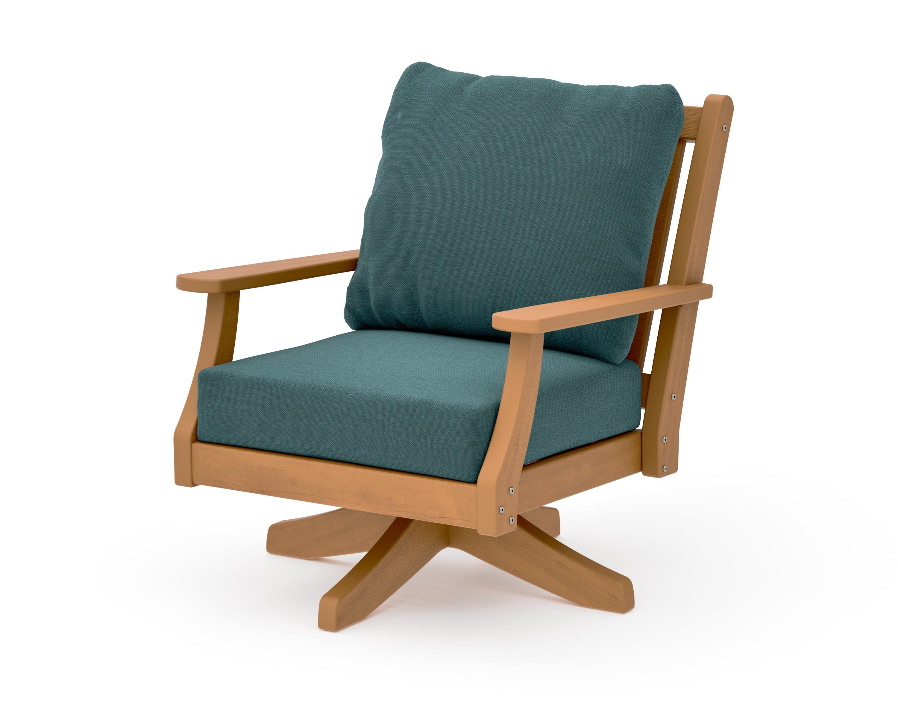Wovendale Deep Seating Swivel Chair in Natural / Ocean Teal