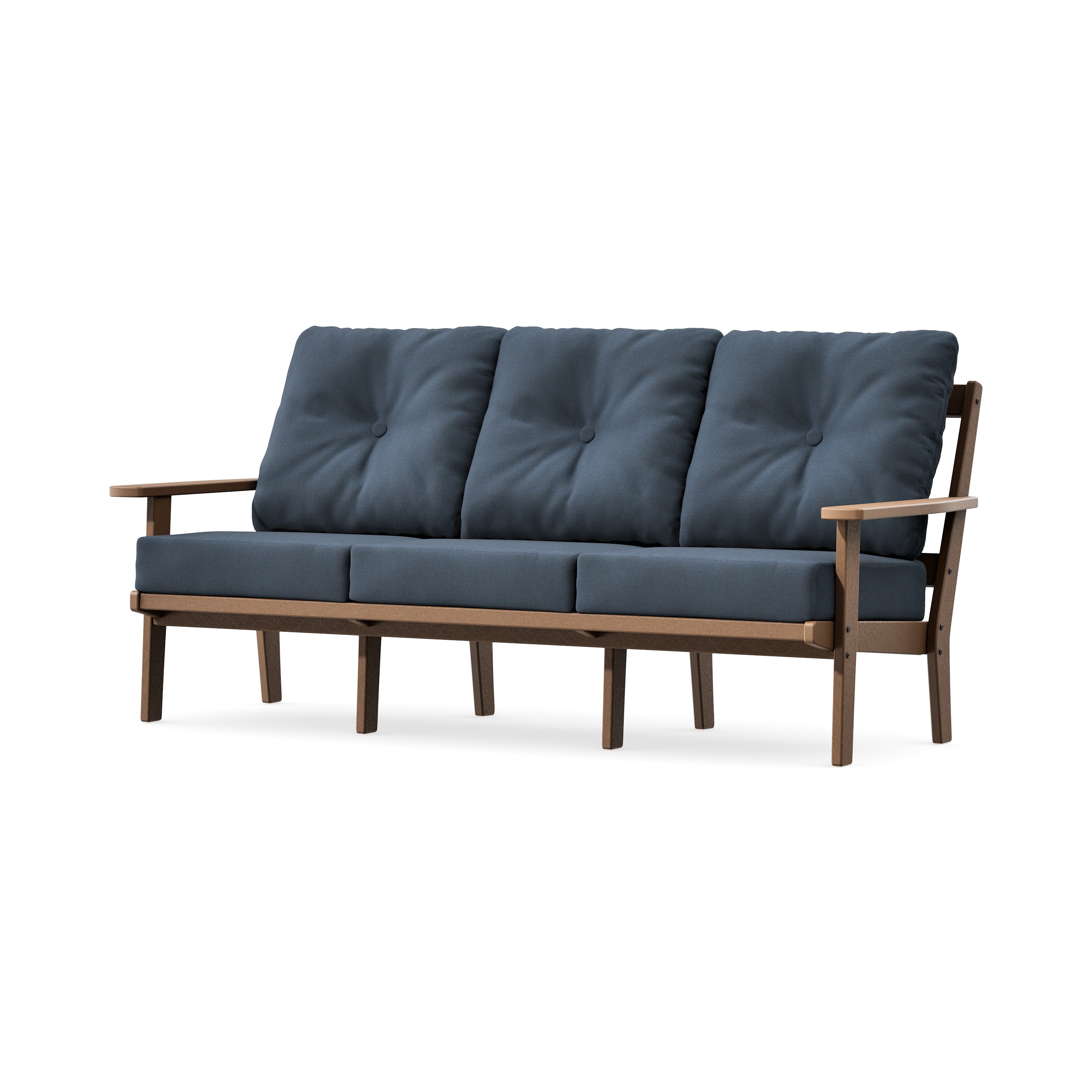 PrairieDeep Seating Sofa in Teak / Marine Indigo