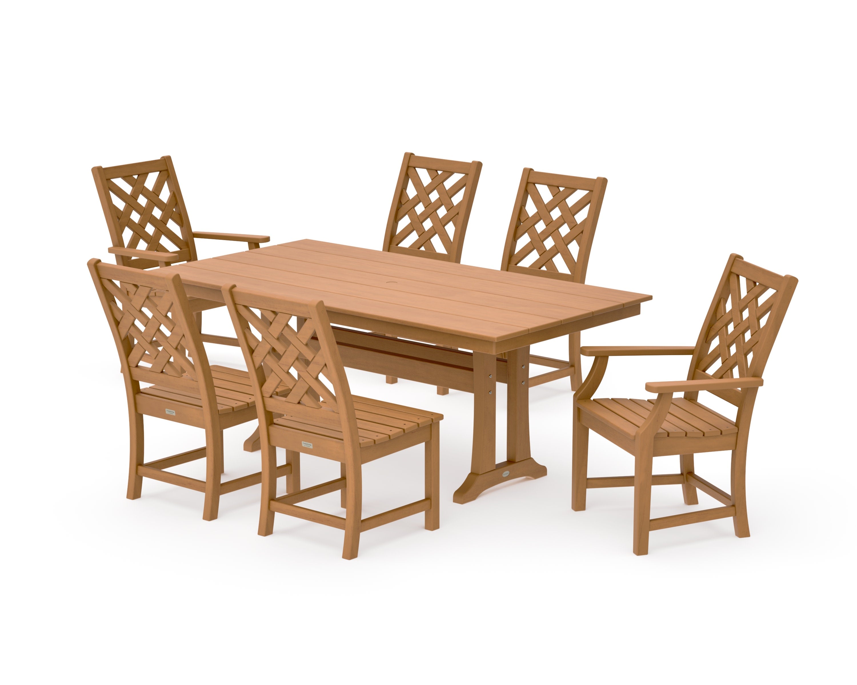 Wovendale 7-Piece Farmhouse Dining Set with Trestle Legs in Natural