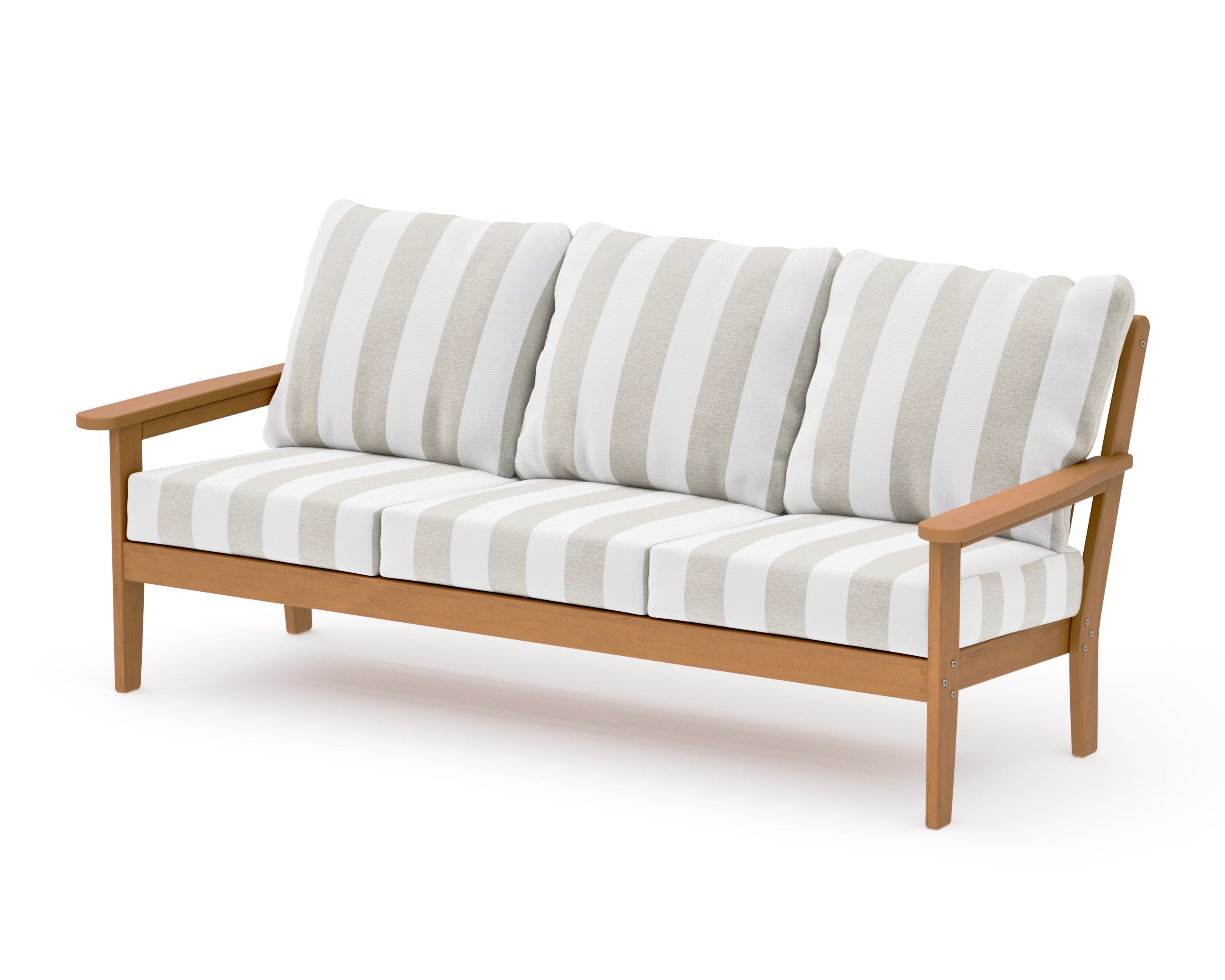 Cottage Deep Seating Sofa in Natural / Cabana Stripe Dune Burlap