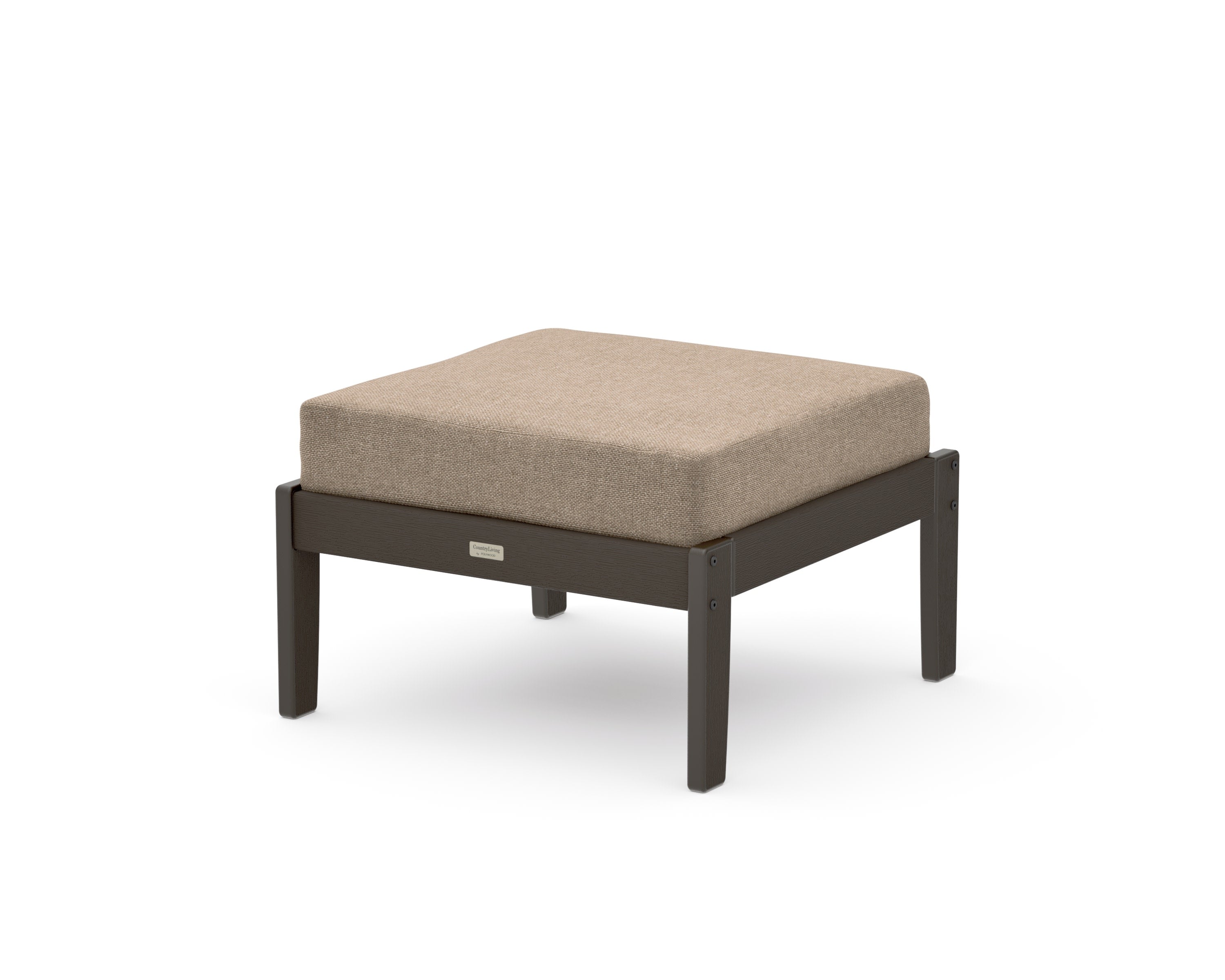 Cottage Deep Seating Ottoman in Vintage Coffee / Spiced Burlap