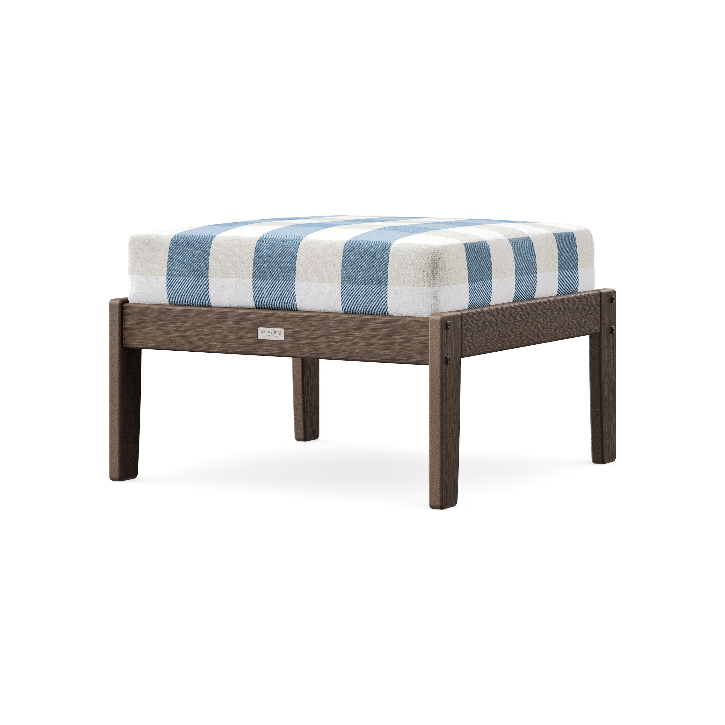 Cottage Deep Seating Ottoman in Kona / Buffalo Plaid Sky Blue