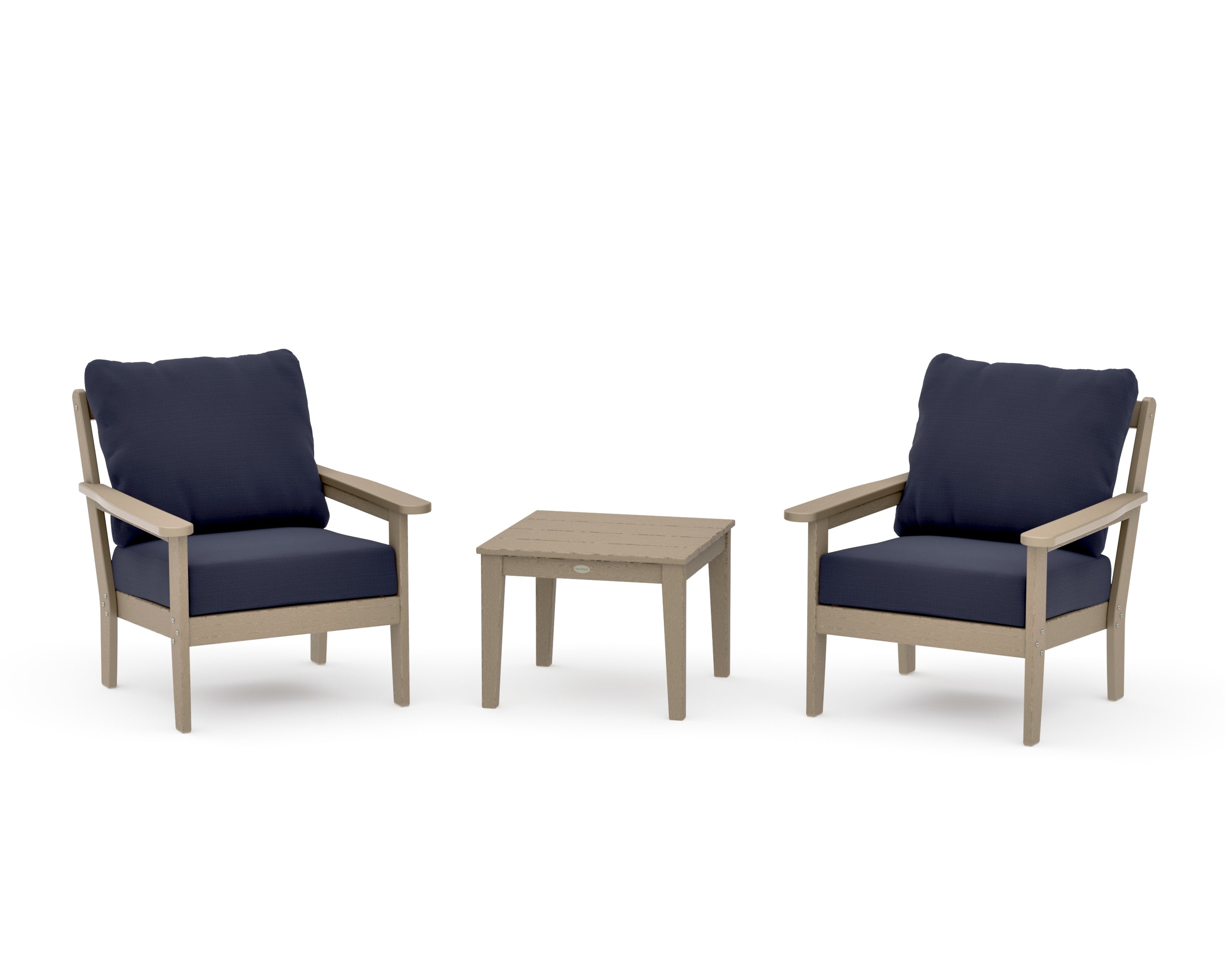 Cottage 3-Piece Deep Seating Set in Vintage Sahara / Navy Linen