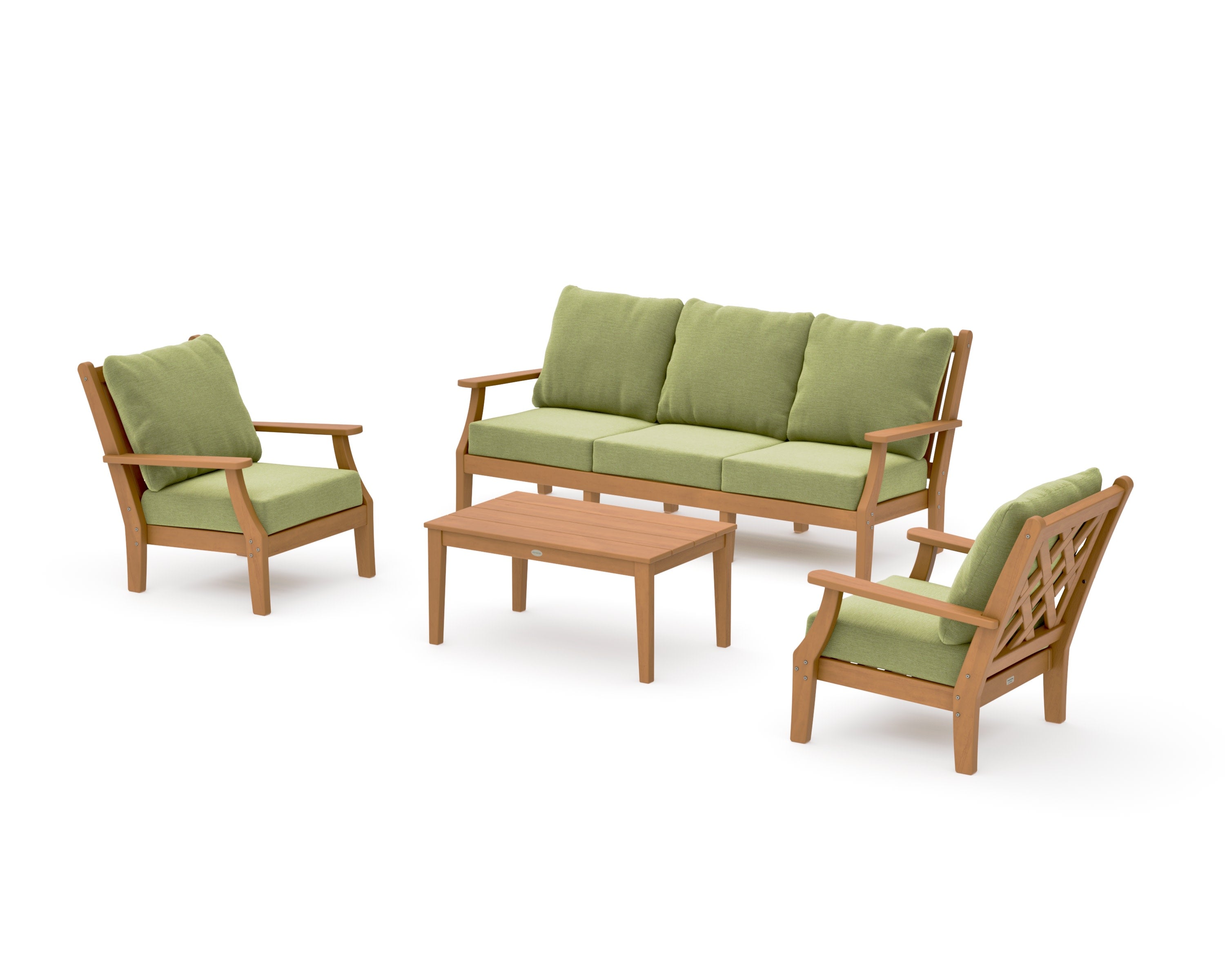 Wovendale 4-Piece Deep Seating Set with Sofa in Natural / Chartreuse Boucle