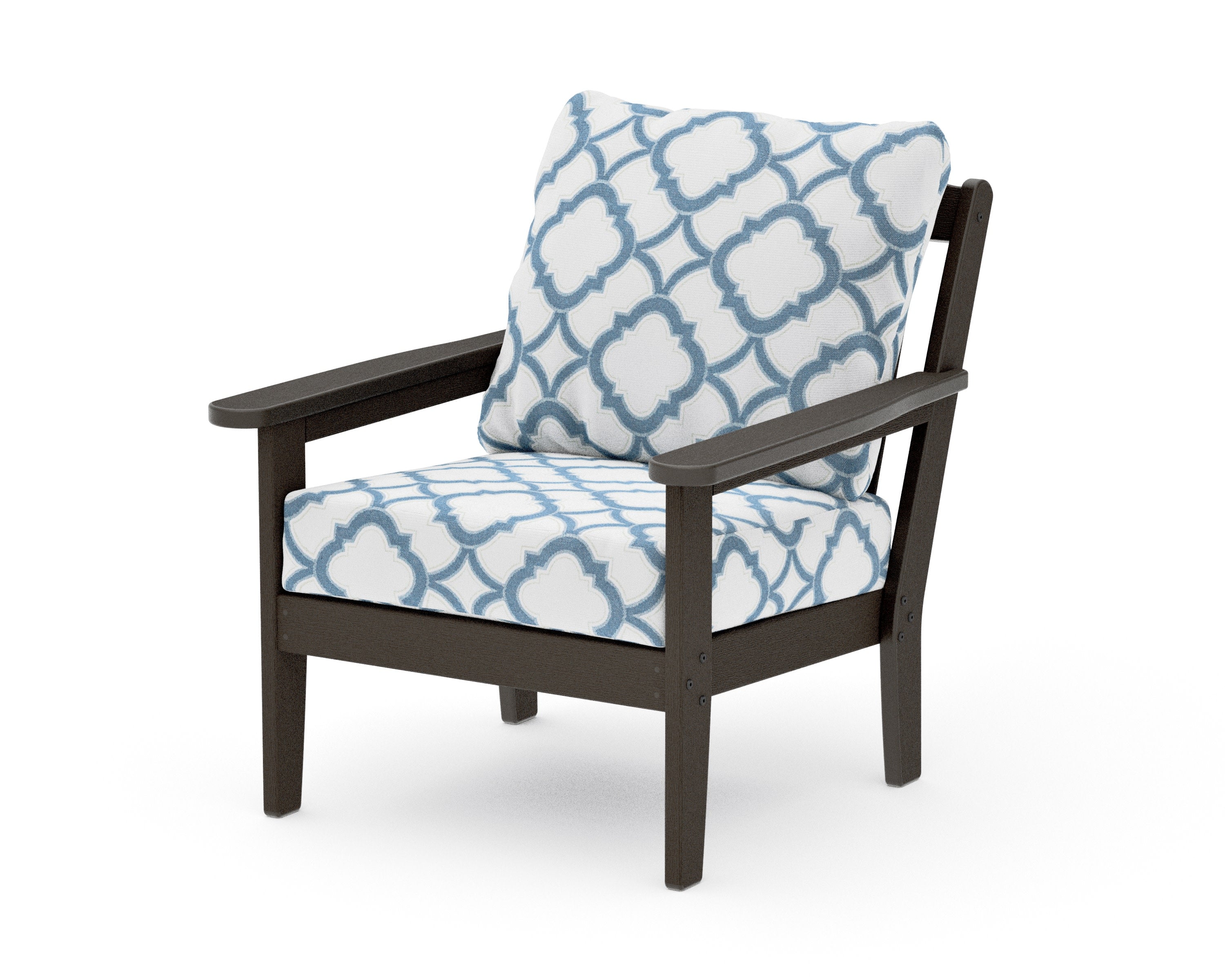 Cottage Deep Seating Chair in Vintage Coffee / Buffalo Plaid Grey Mist
