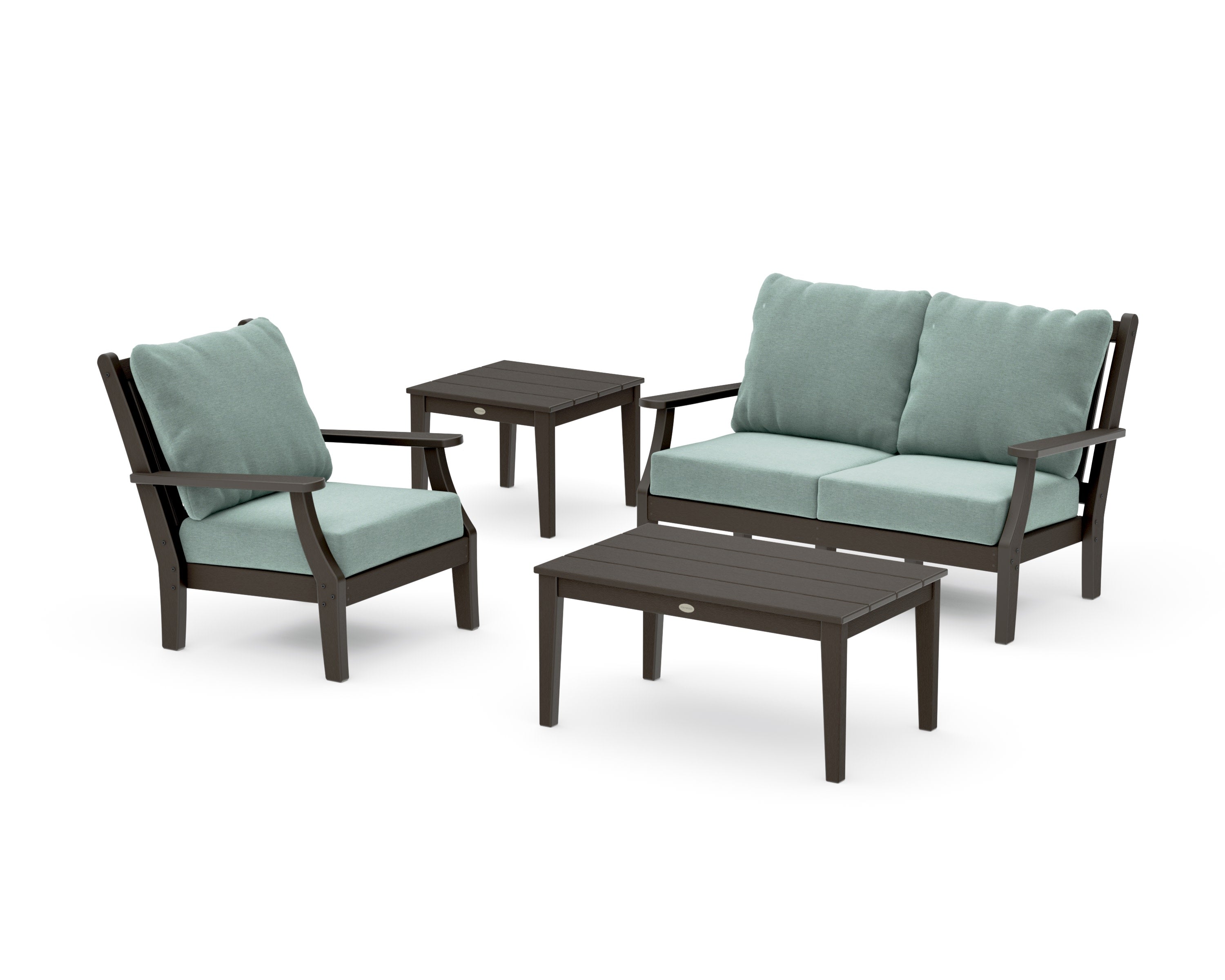 Wovendale 4-Piece Deep Seating Set in Vintage Coffee / Glacier Spa