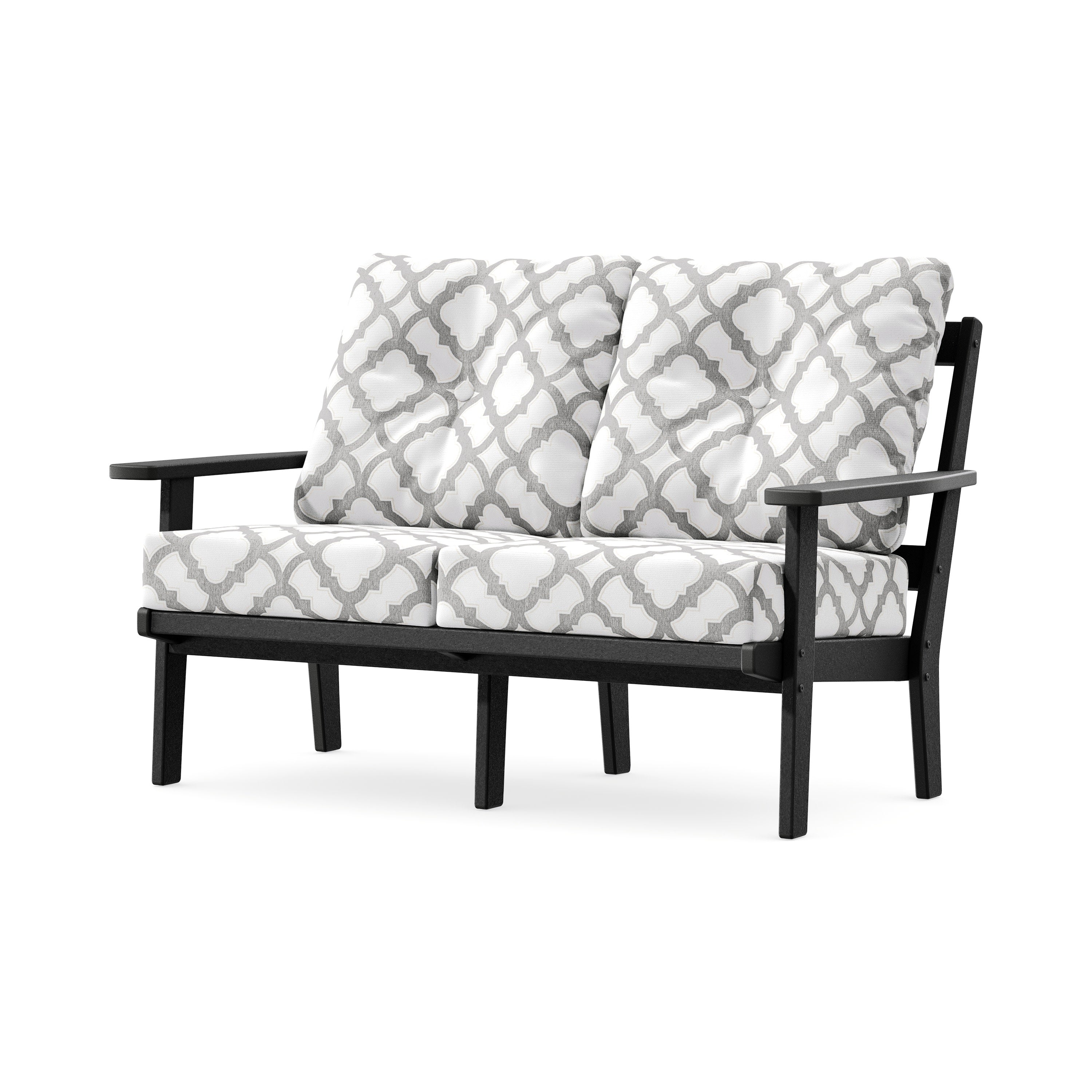 Prairie Deep SeatingLoveseat in Black / Trellis Grey Mist