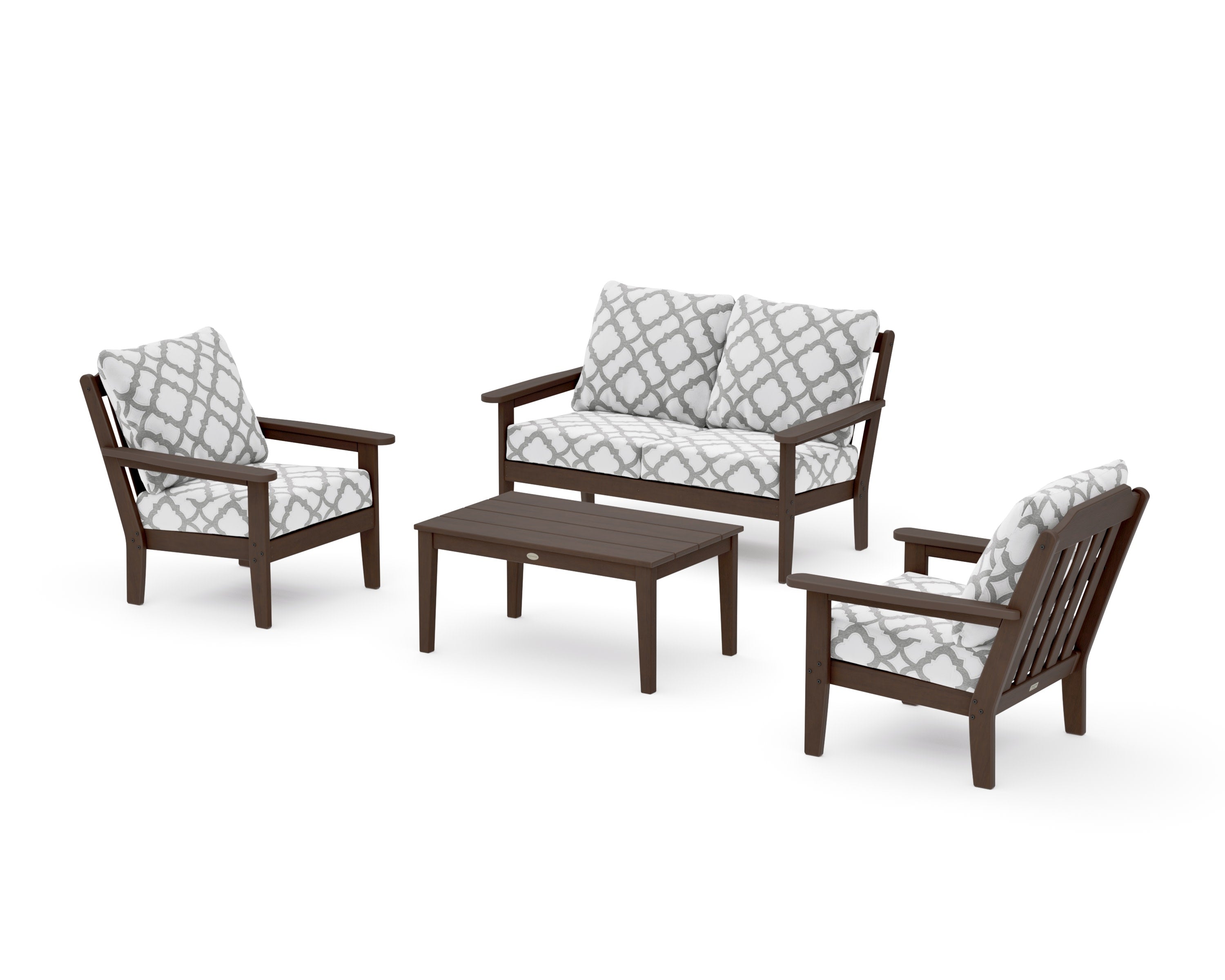 Cottage 4-Piece Deep Seating Set with Loveseat in Kona / Trellis Grey Mist