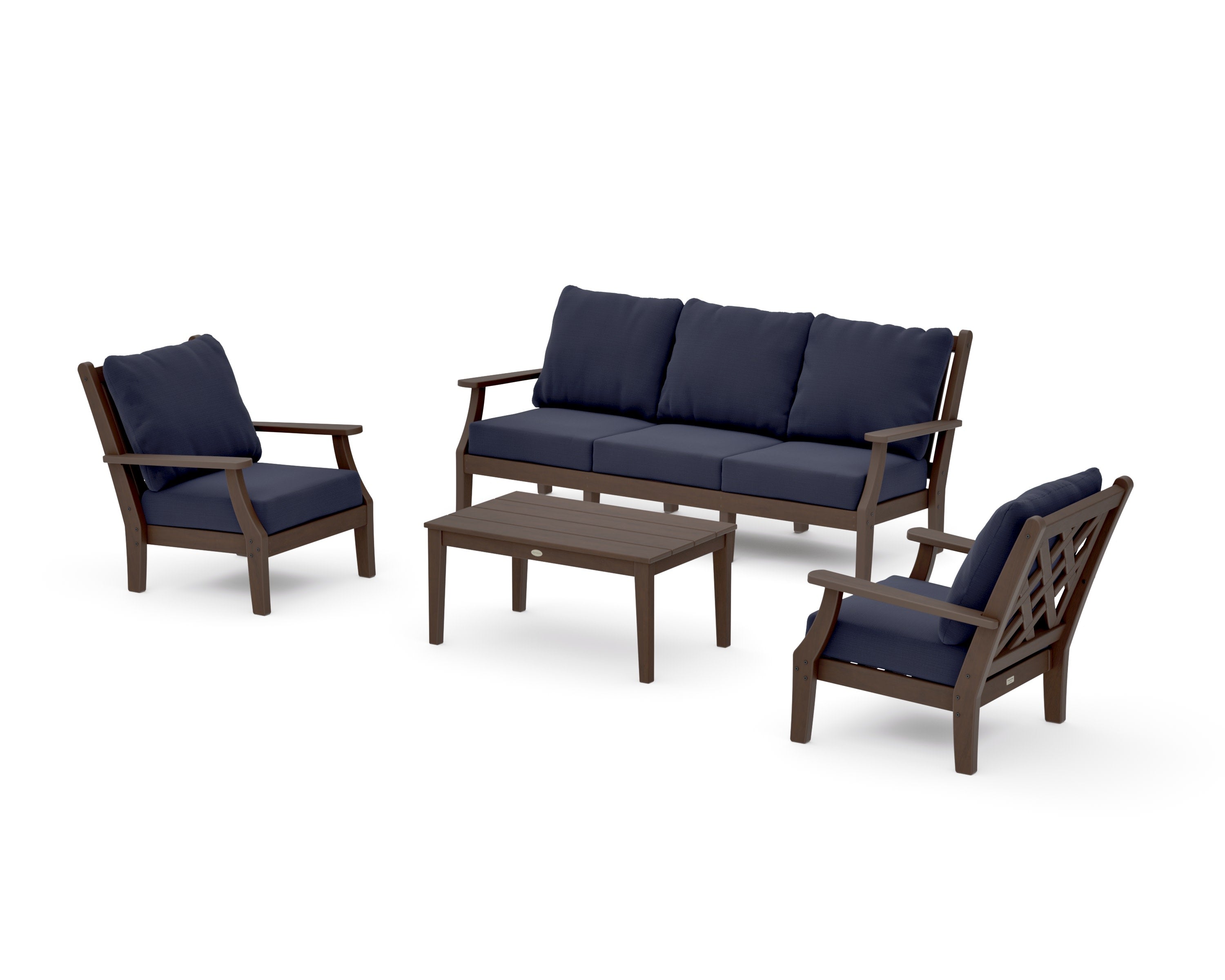 Wovendale 4-Piece Deep Seating Set with Sofa in Kona / Navy Linen