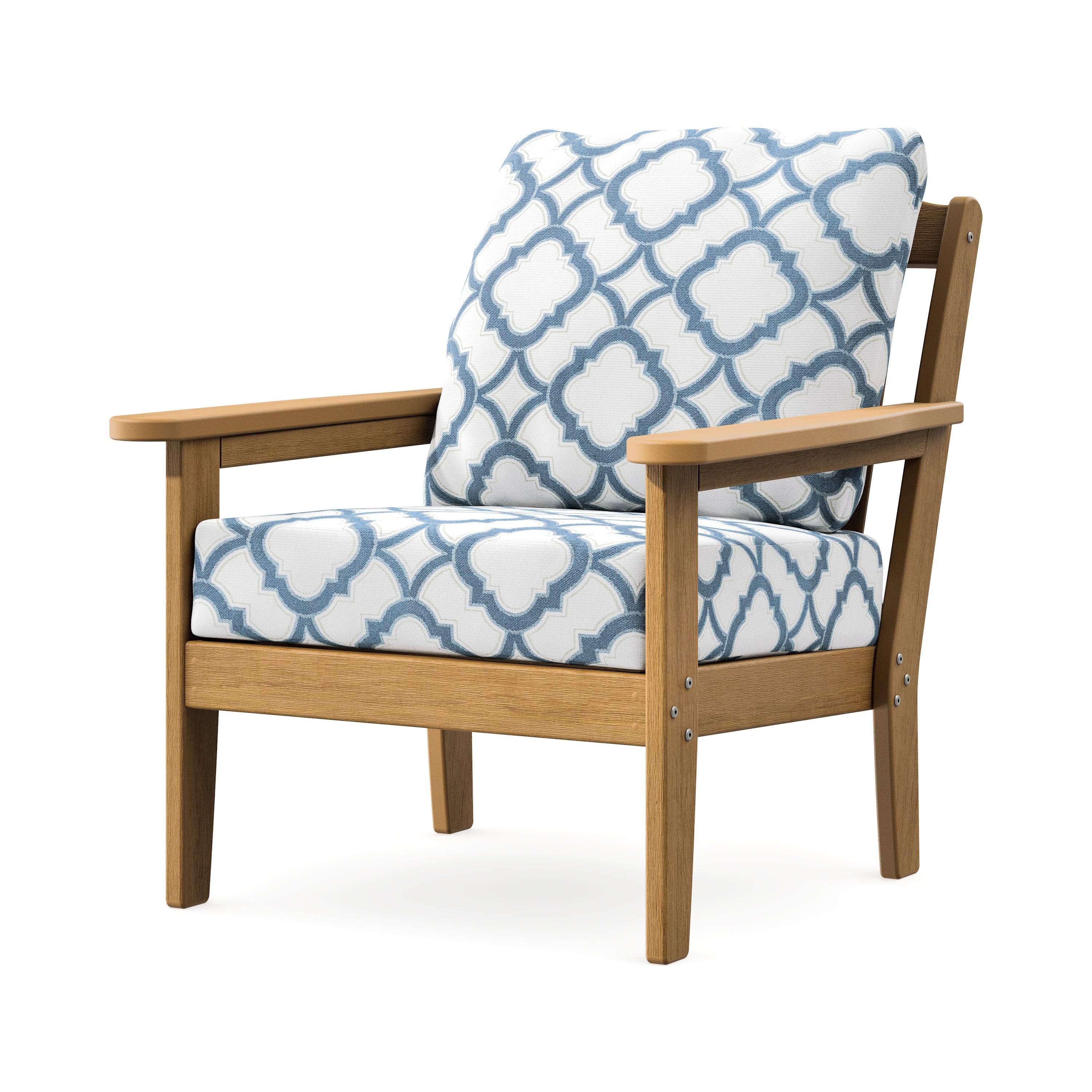 Cottage Deep Seating Chair in Natural / Trellis Sky Blue