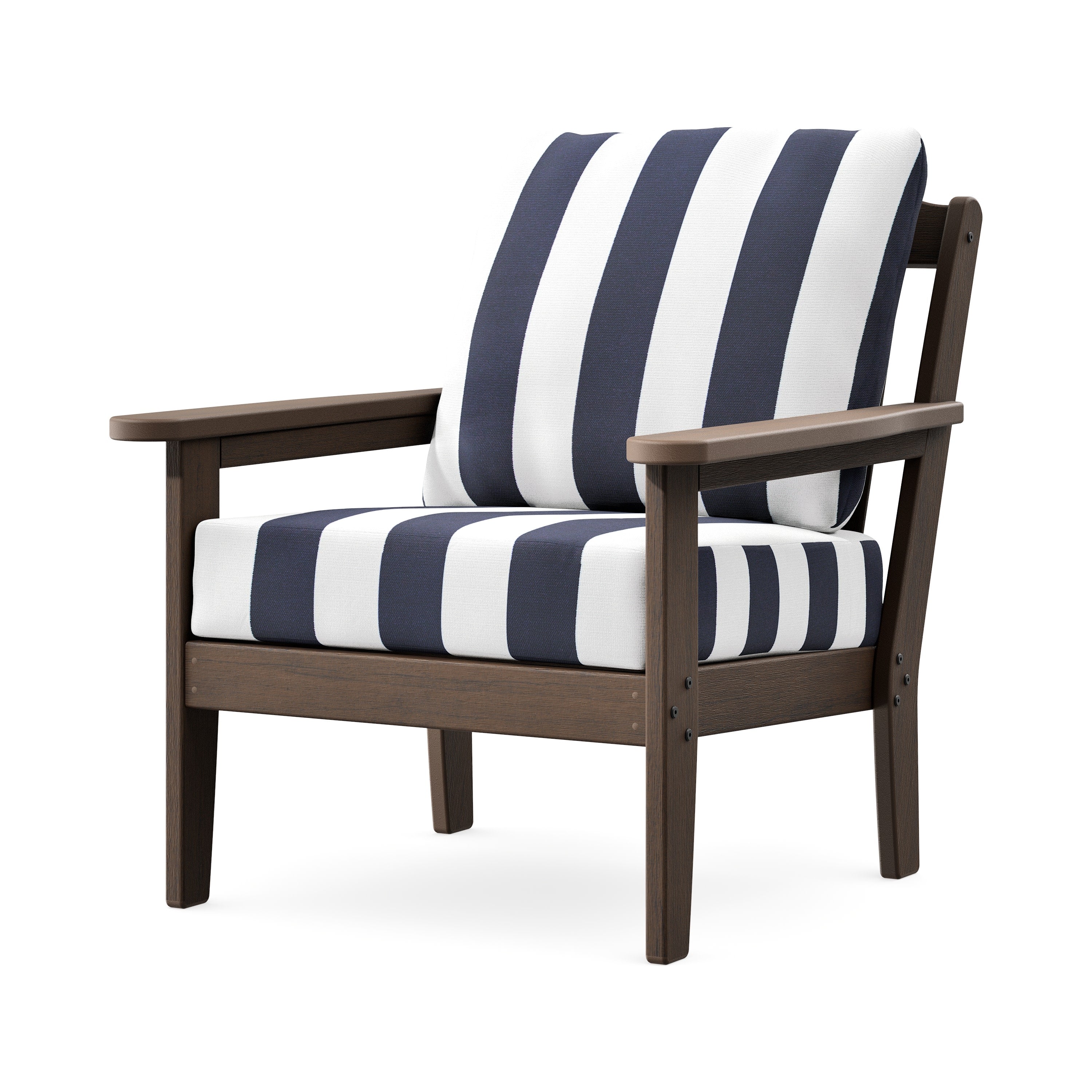 Cottage Deep Seating Chair in Kona / Cabana Stripe Navy