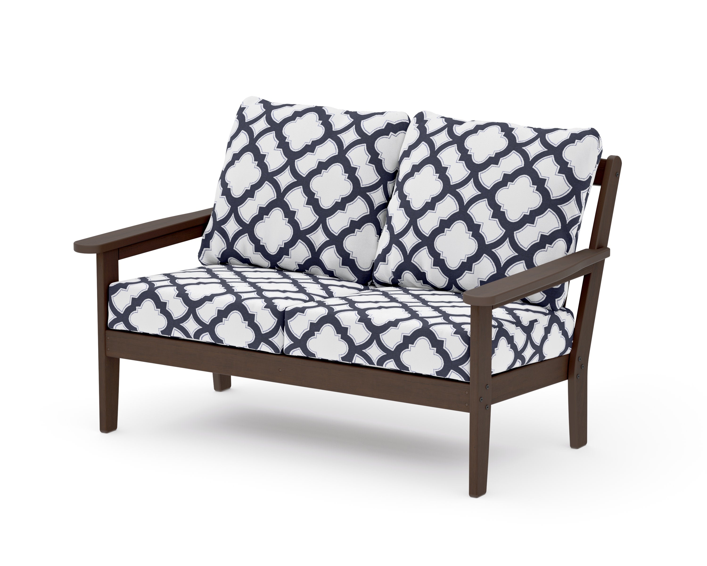 Cottage Deep Seating Loveseat in Kona / Trellis Navy