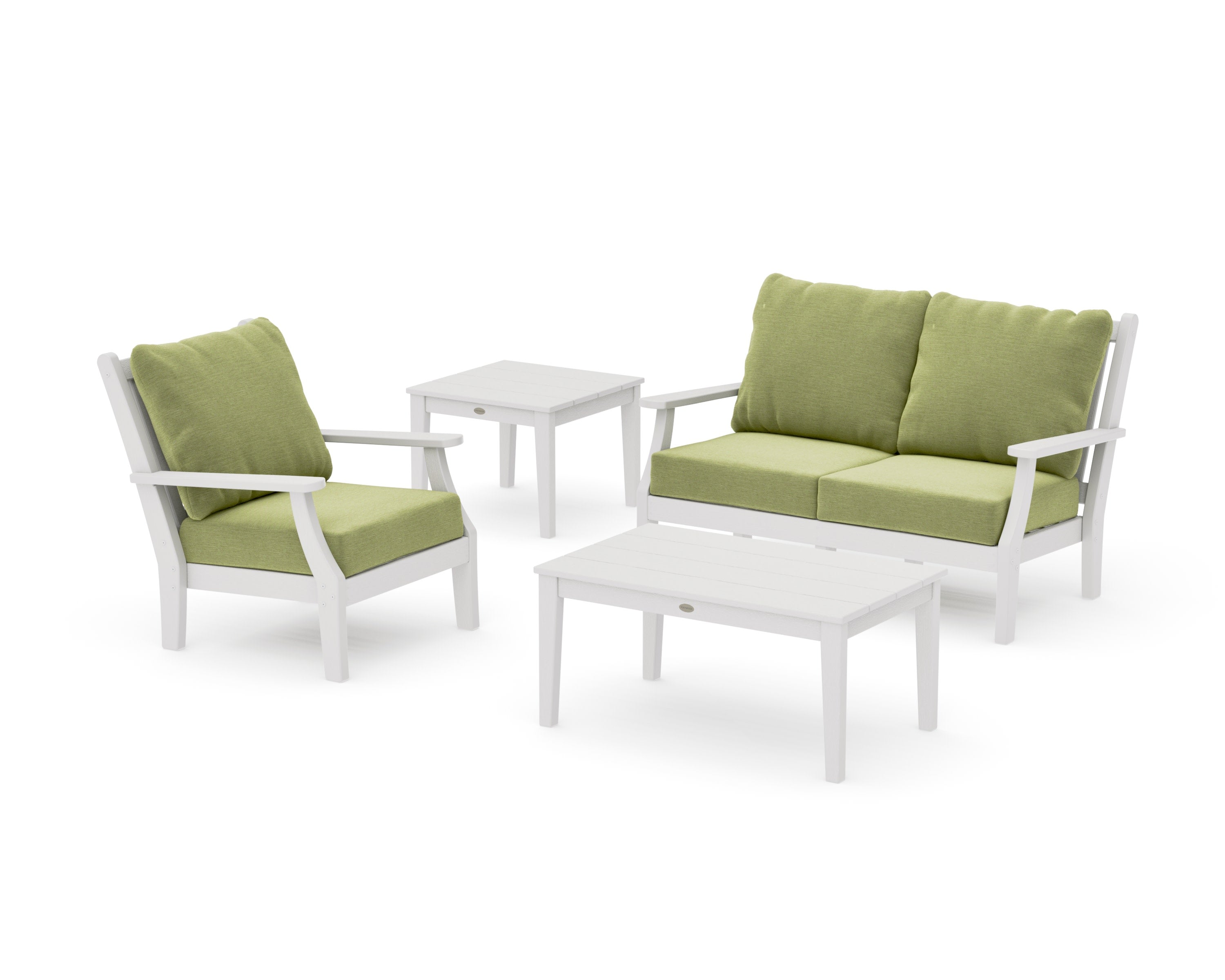 Wovendale 4-Piece Deep Seating Set in Vintage White / Chartreuse Boucle