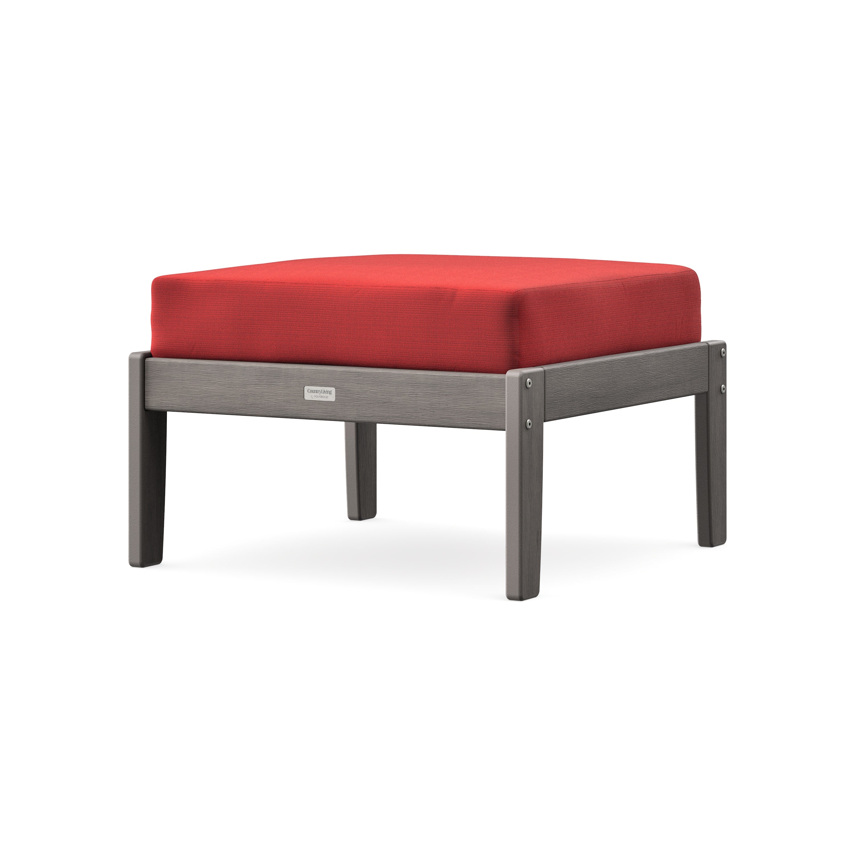 Cottage Deep Seating Ottoman in Driftwood / Crimson Linen