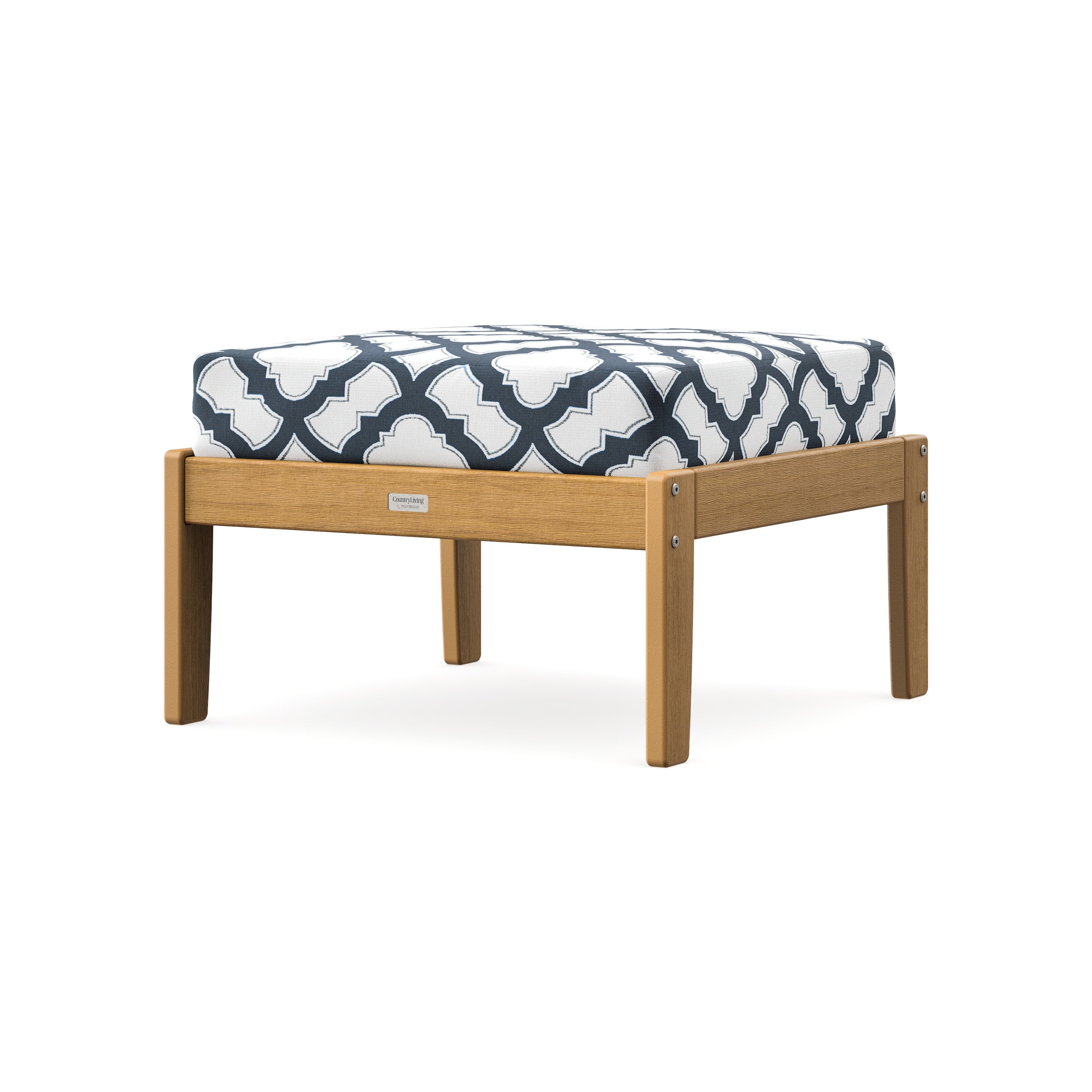 Cottage Deep Seating Ottoman in Natural / Trellis Marine Indigo