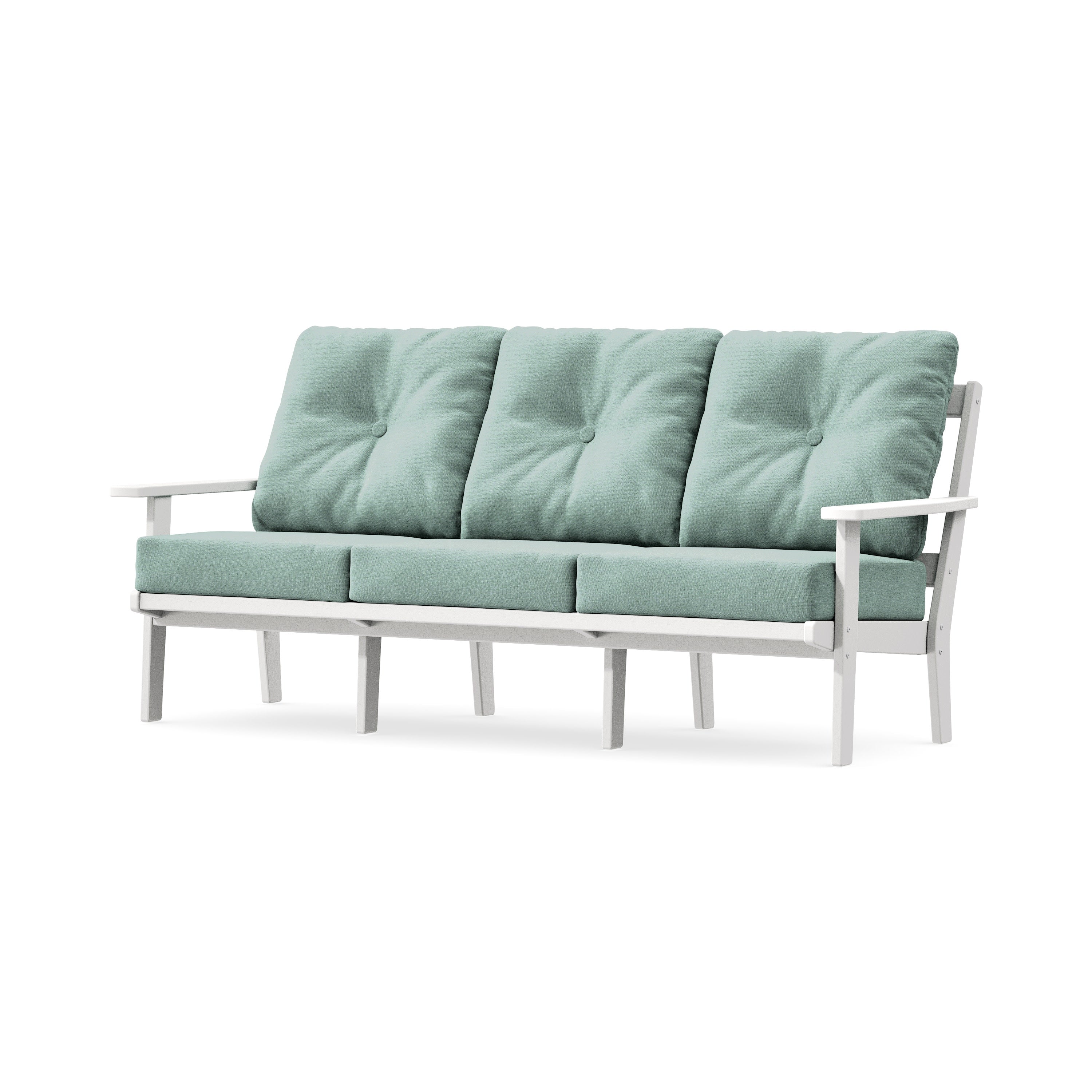 PrairieDeep Seating Sofa in White / Glacier Spa
