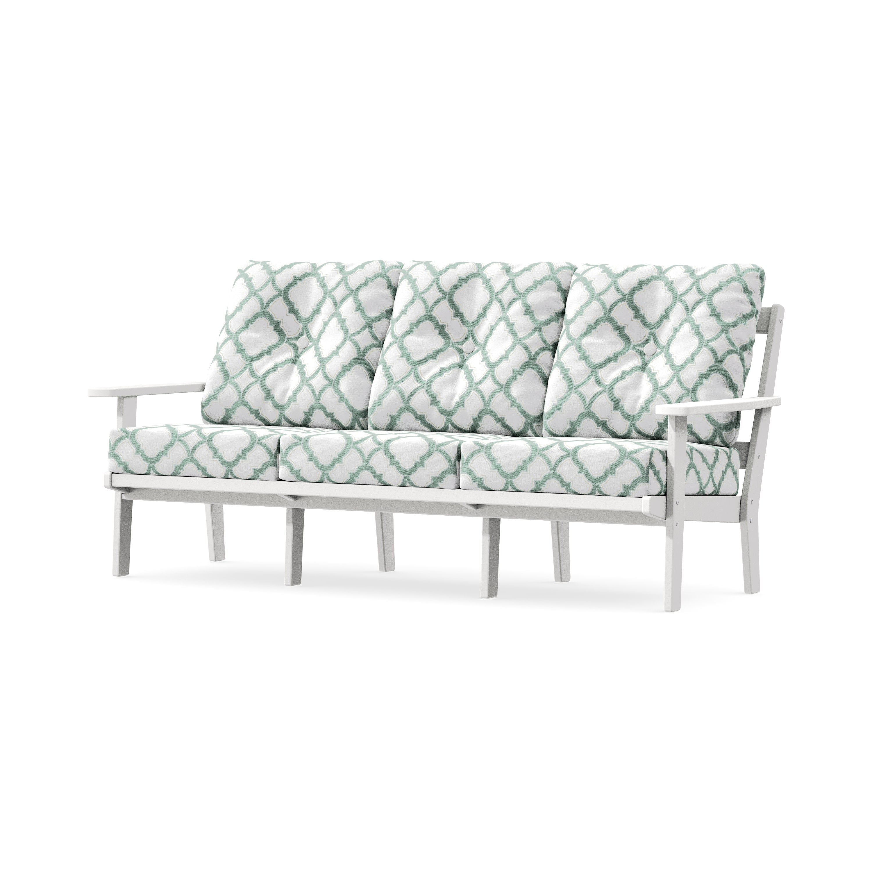 PrairieDeep Seating Sofa in White / Trellis Glacier Spa
