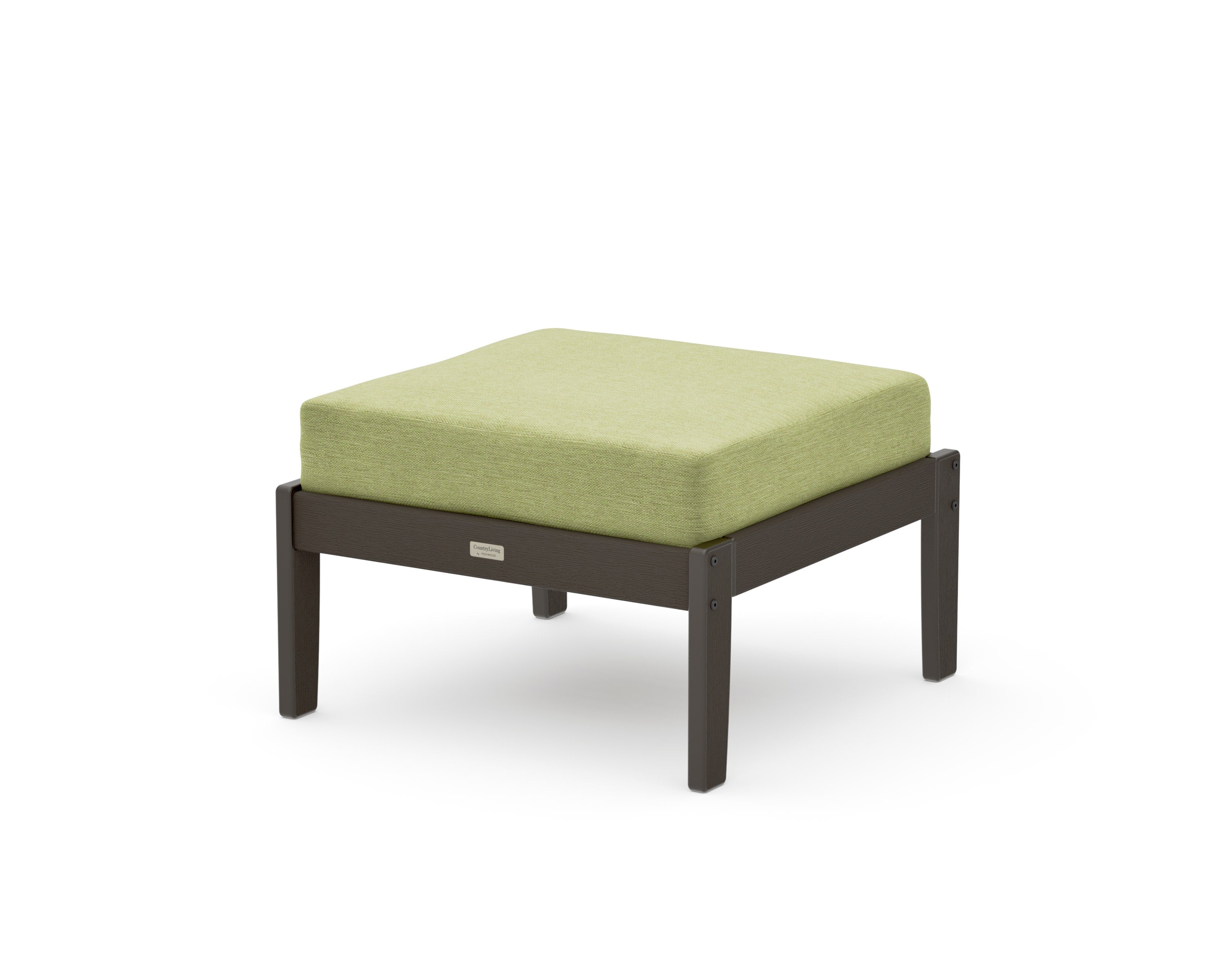 Cottage Deep Seating Ottoman in Vintage Coffee / Chartreuse Boucle