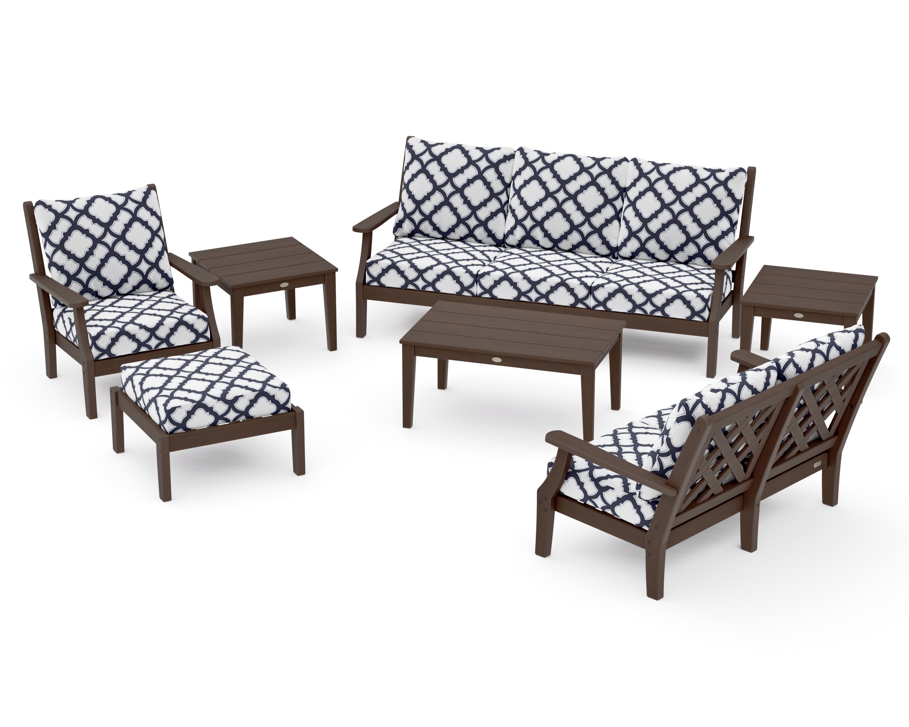 Wovendale 7-Piece Deep Seating Set in Kona / Trellis Navy