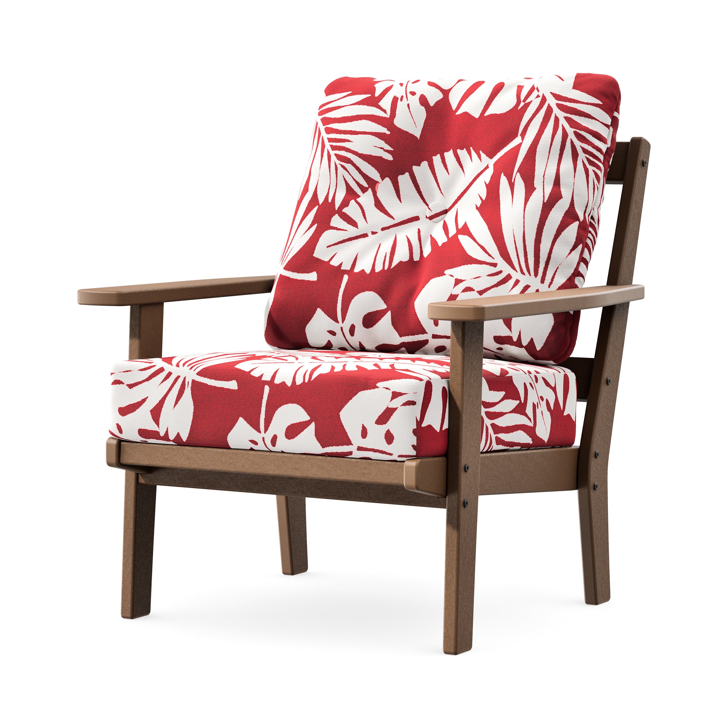 Prairie Deep Seating Chair in Teak / Leaf Crimson