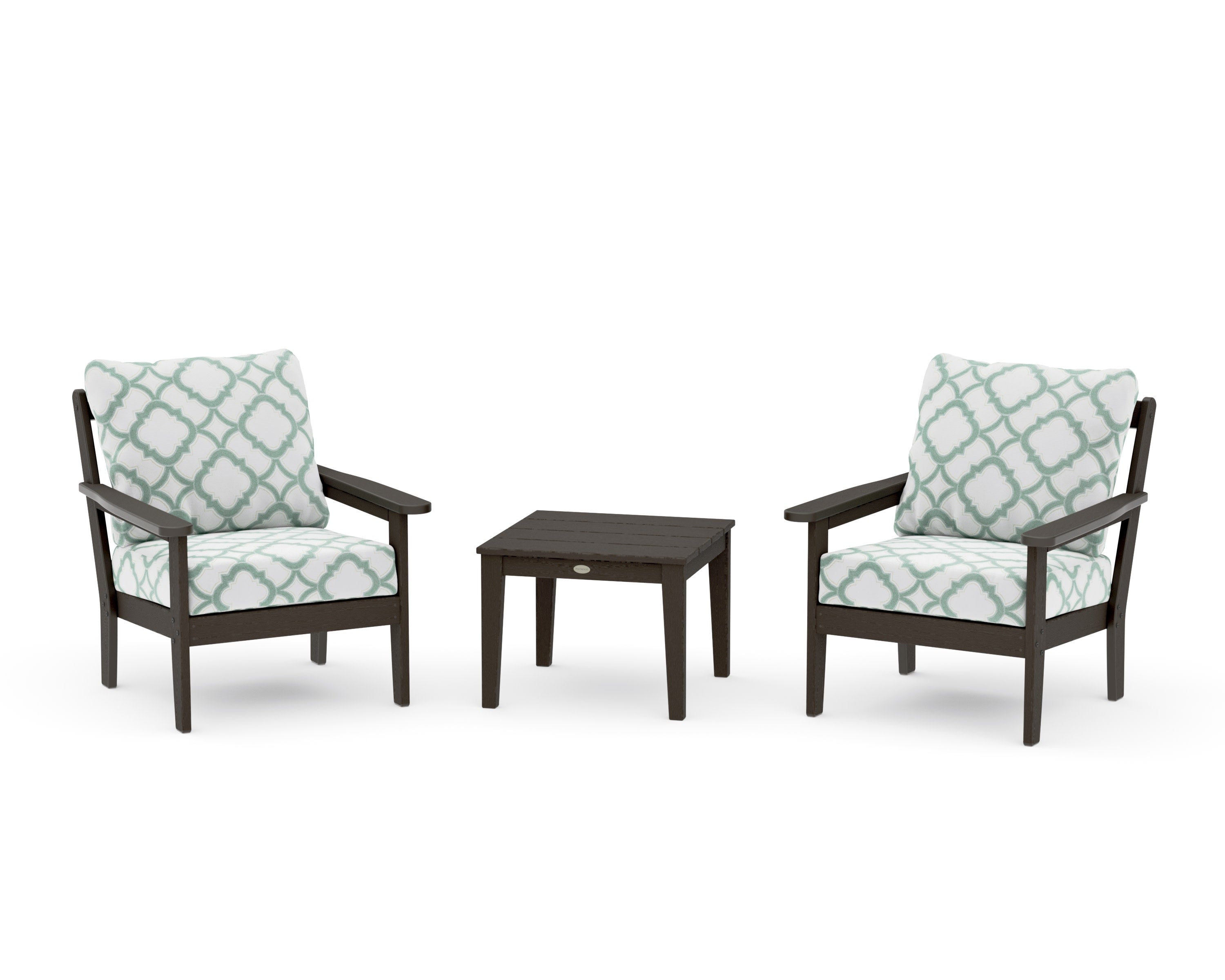 Cottage 3-Piece Deep Seating Set in Vintage Coffee / Trellis Glacier Spa