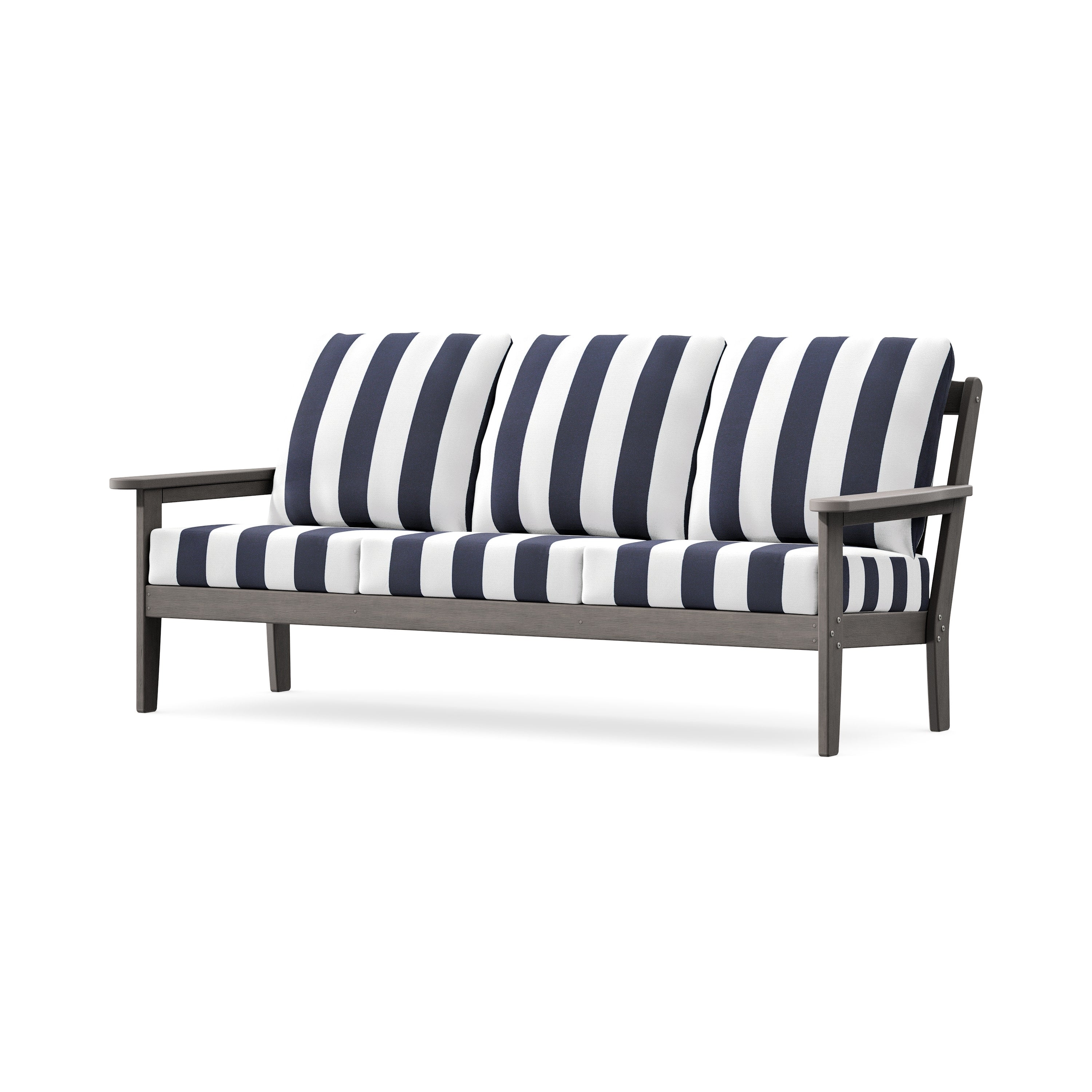 Cottage Deep Seating Sofa in Driftwood / Cabana Stripe Navy