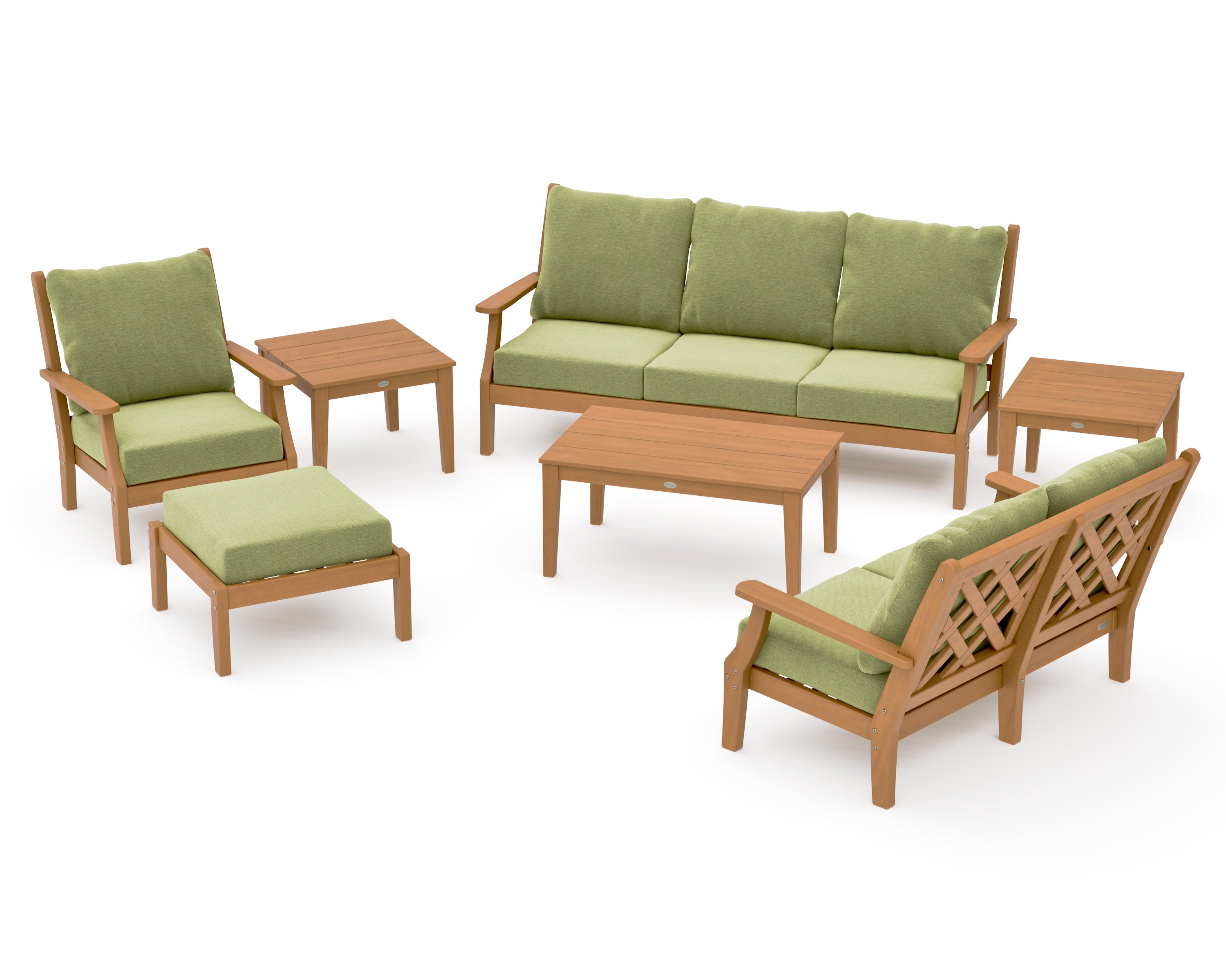 Wovendale 7-Piece Deep Seating Set in Natural / Chartreuse Boucle