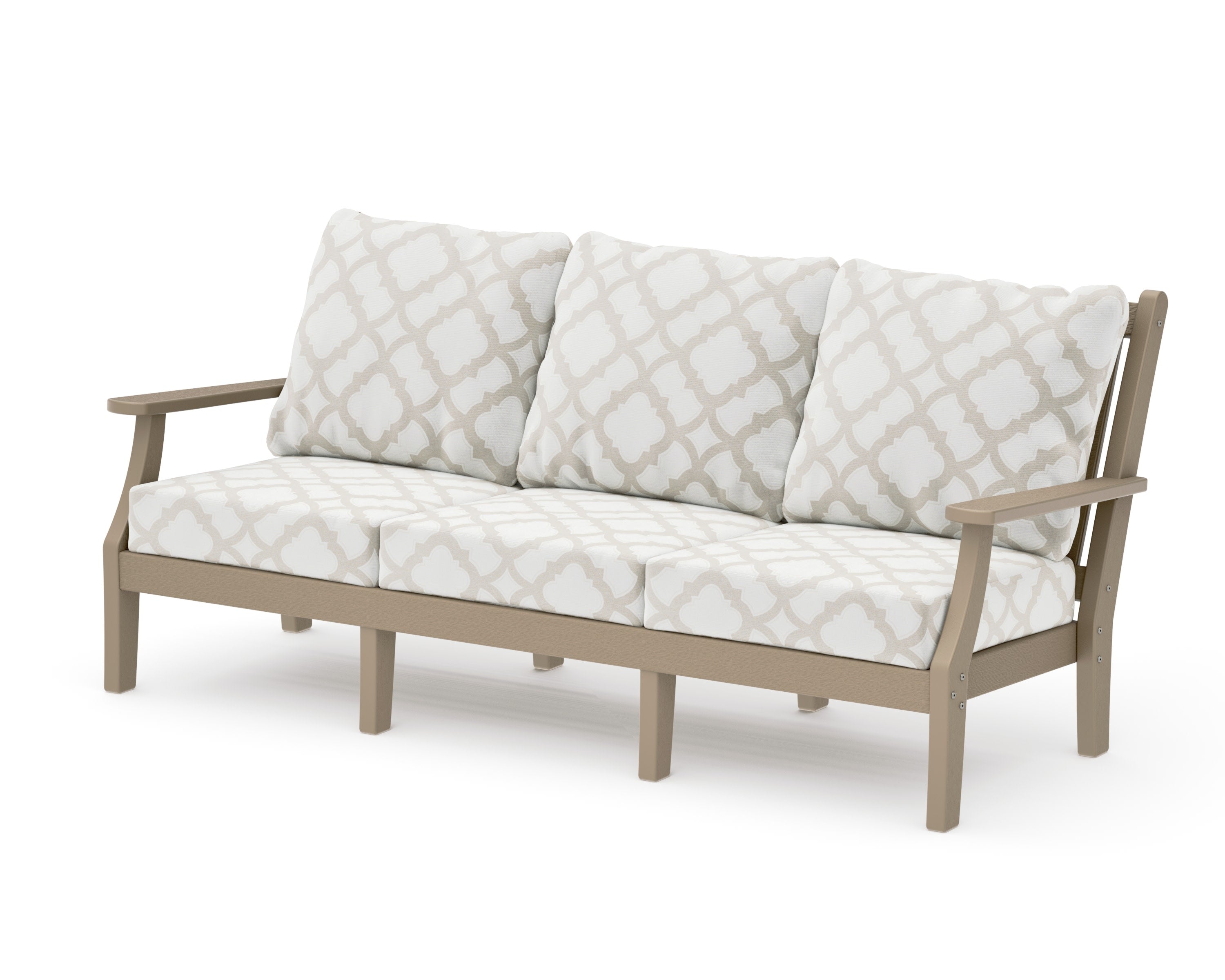 Wovendale Deep Seating Sofa in Vintage Sahara / Trellis Dune Burlap