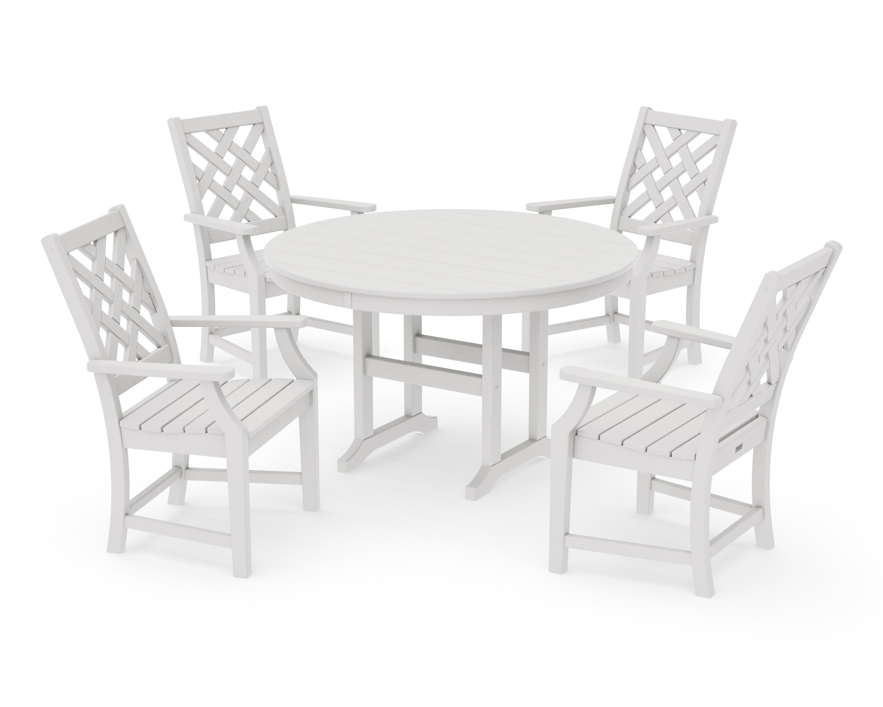 Wovendale 5-Piece Round Farmhouse Dining Set in Vintage White