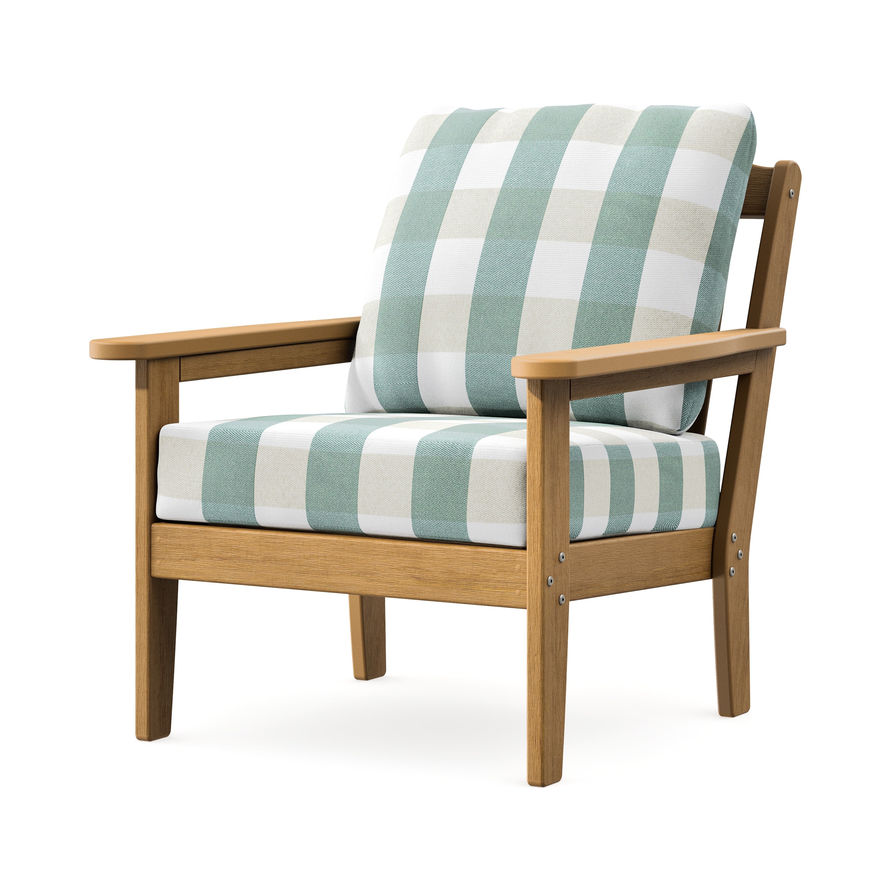 Cottage Deep Seating Chair in Natural / Buffalo Plaid Glacier Spa
