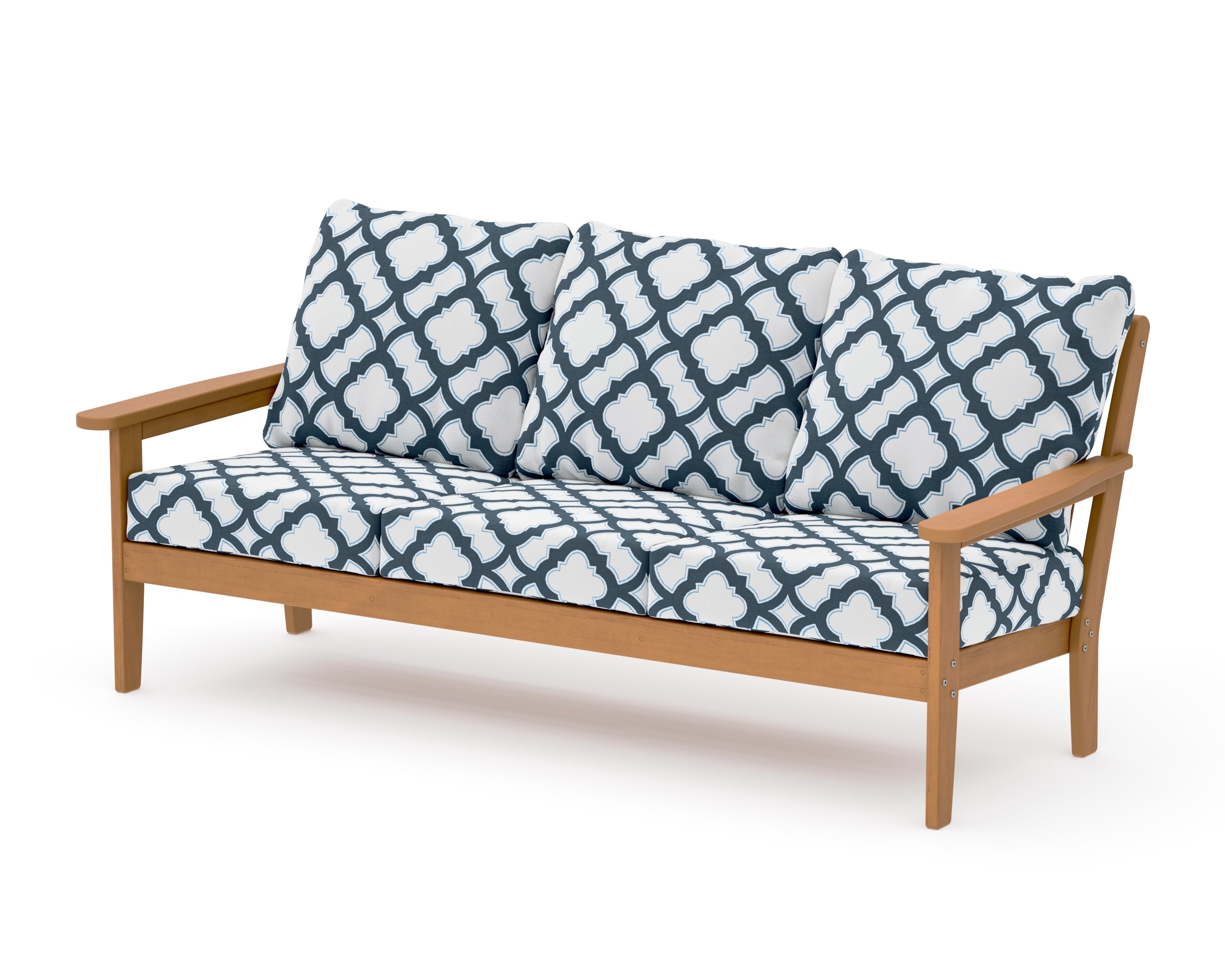 Cottage Deep Seating Sofa in Natural / Trellis Marine Indigo